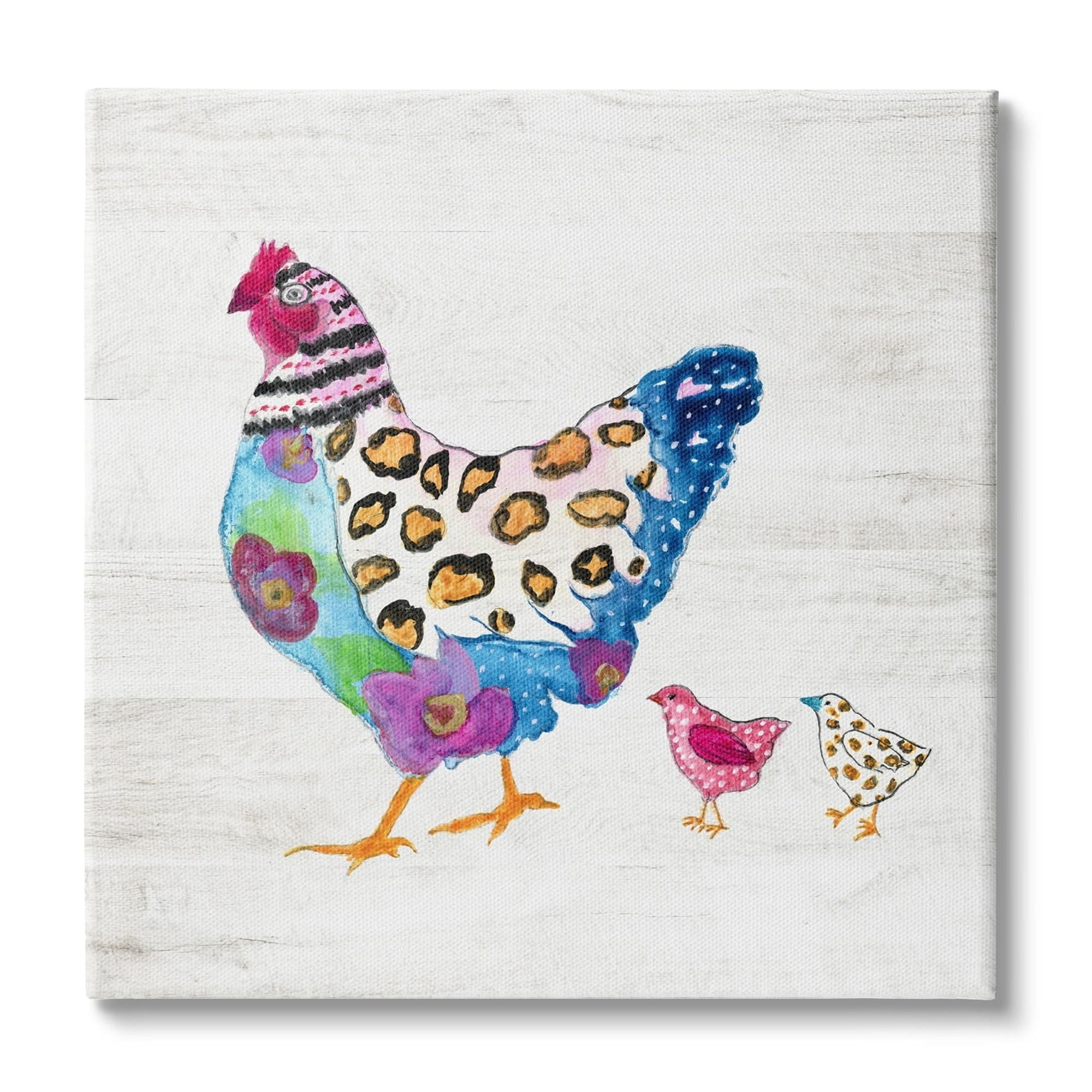 Stupell Industries Abstract Chicken Walk Whimsical Patterned Farm Animal, 30 x 30, Design by Janet Tava
