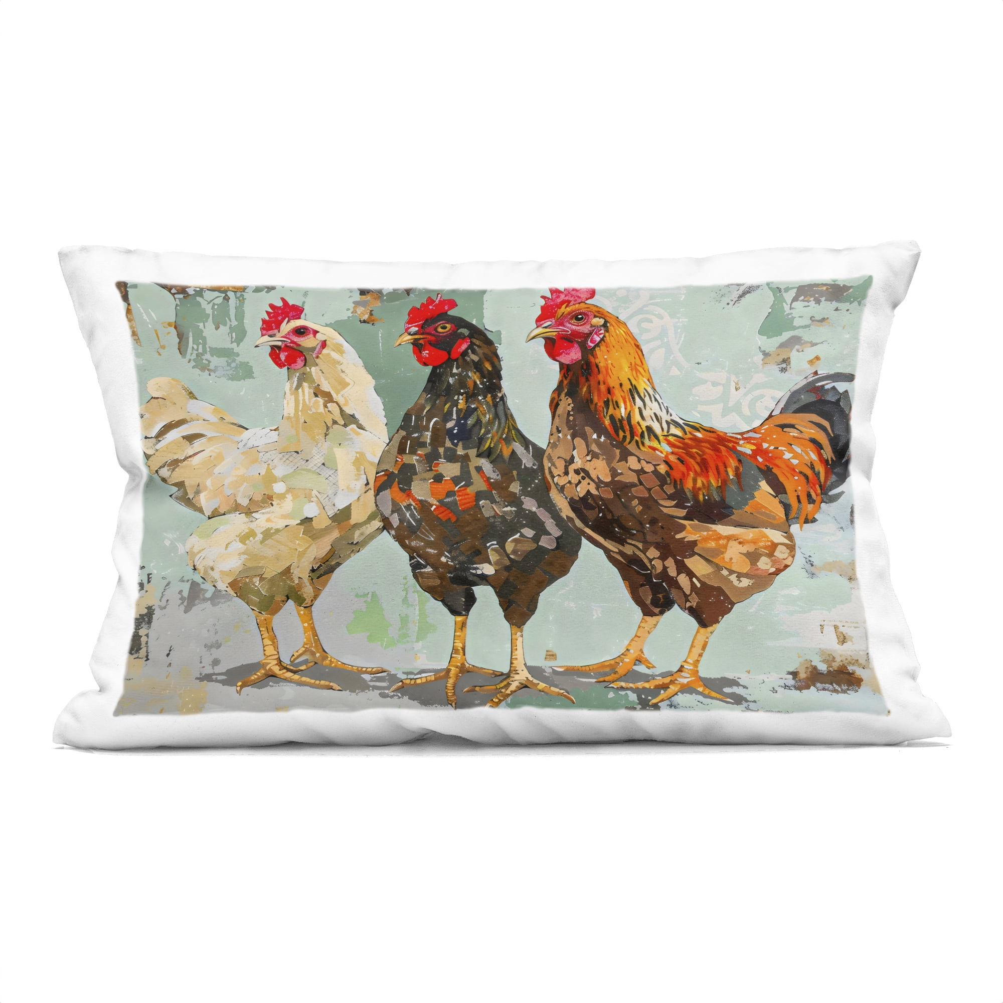 Stupell Industries Abstract Chickens Trio Decorative Printed Throw Pillow, design by Creative Studio, 14 x 7 x 20