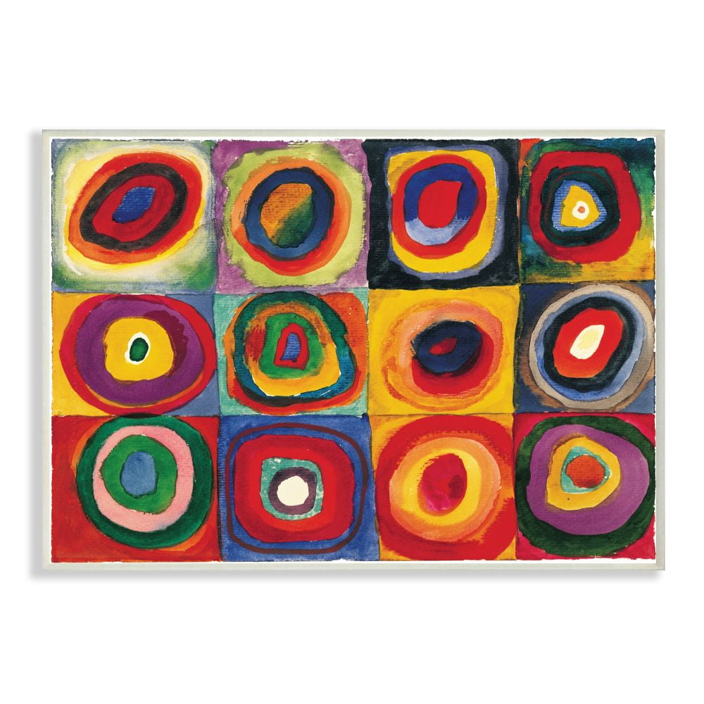Stupell Industries Abstract Circle Pattern Red Yellow Painting Wall Plaque by Wassily Kandinsky, 10" x 15", Wall Plaque