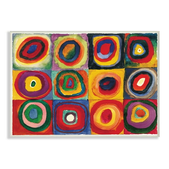 Stupell Industries Abstract Circle Pattern Red Yellow Painting Wall Plaque by Wassily Kandinsky, 10" x 15", Wall Plaque