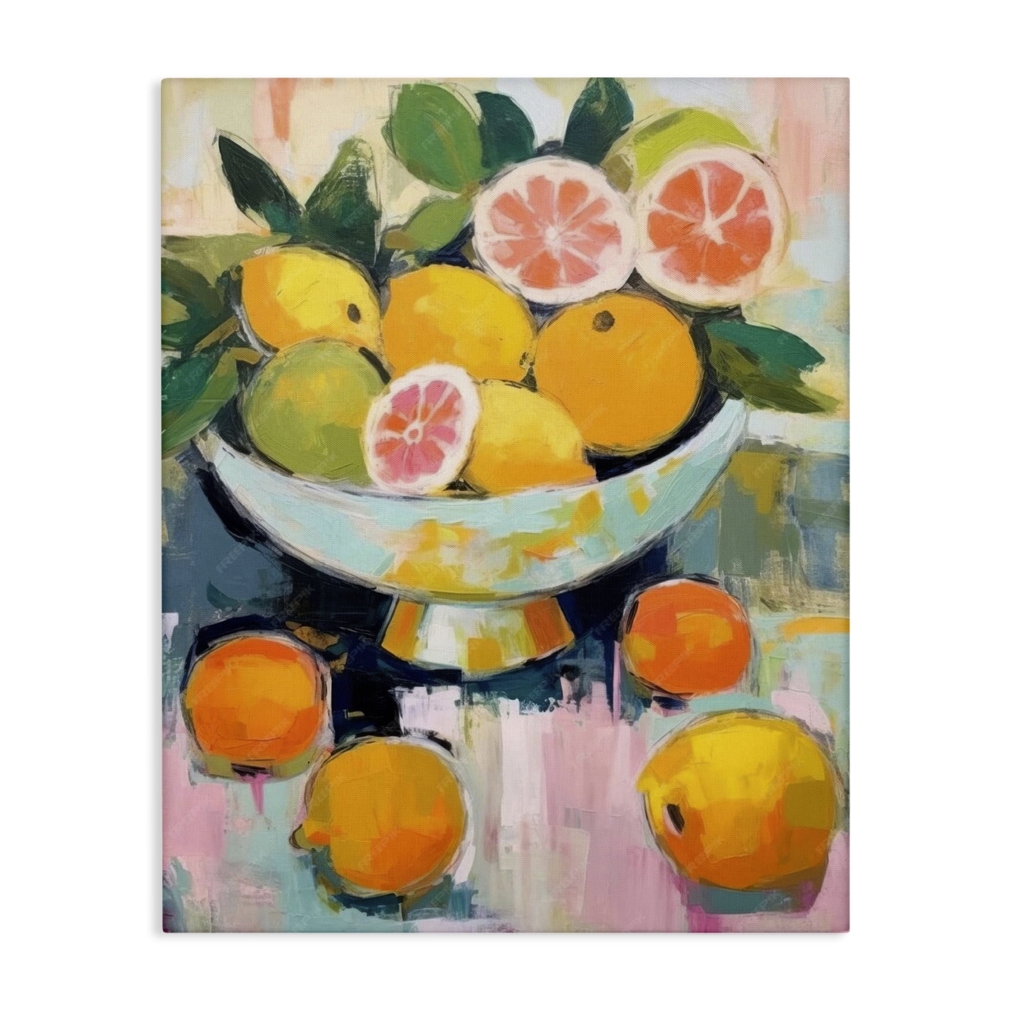 Stupell Industries Abstract Citrus Still Life Food & Beverage Painting Wrapped Canvas Art Print Wall Art, 16 x 20