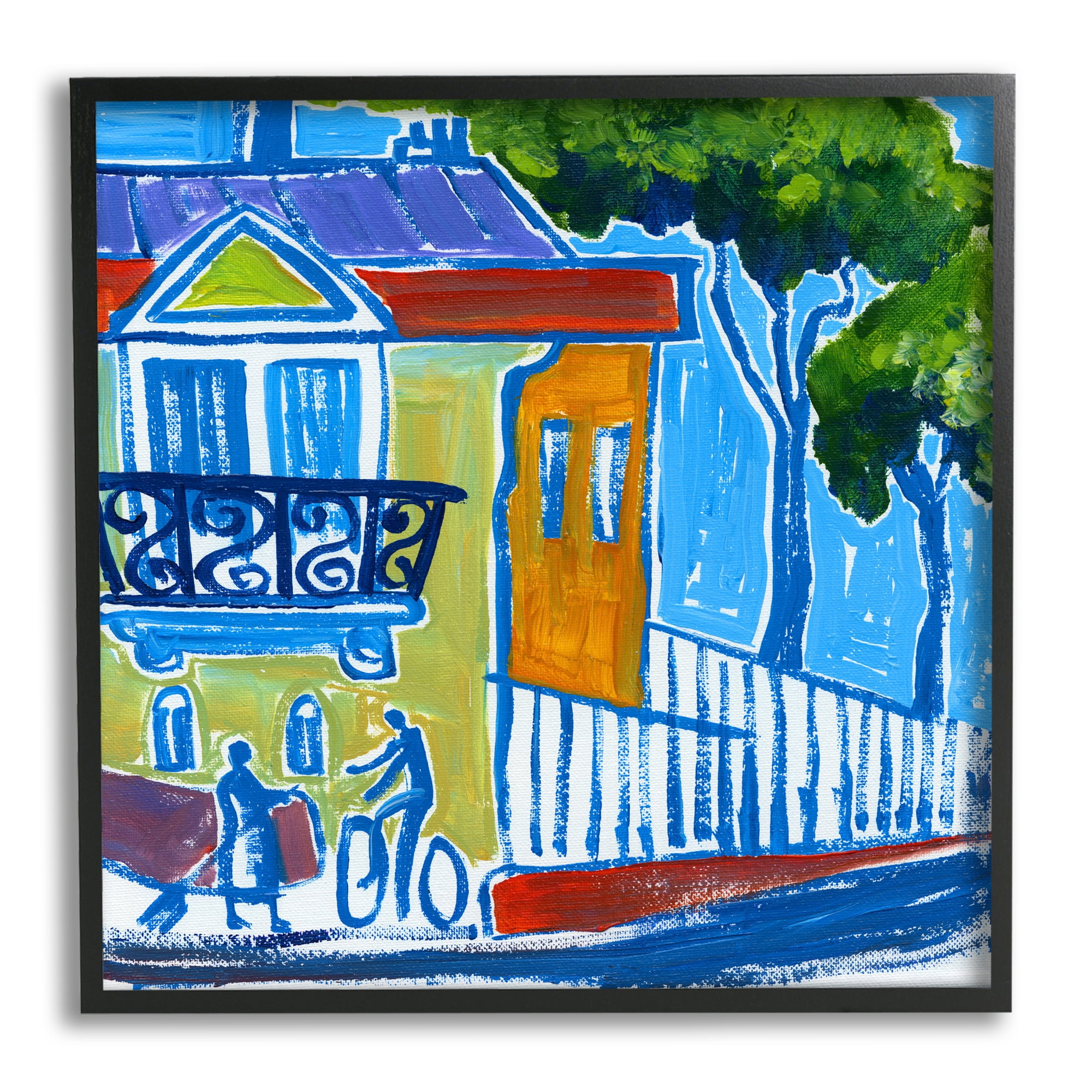 Stupell Industries Abstract City Corner Modern Style Town Buildings Painting Black Framed Art Print Wall Art, Design by Ben Mann