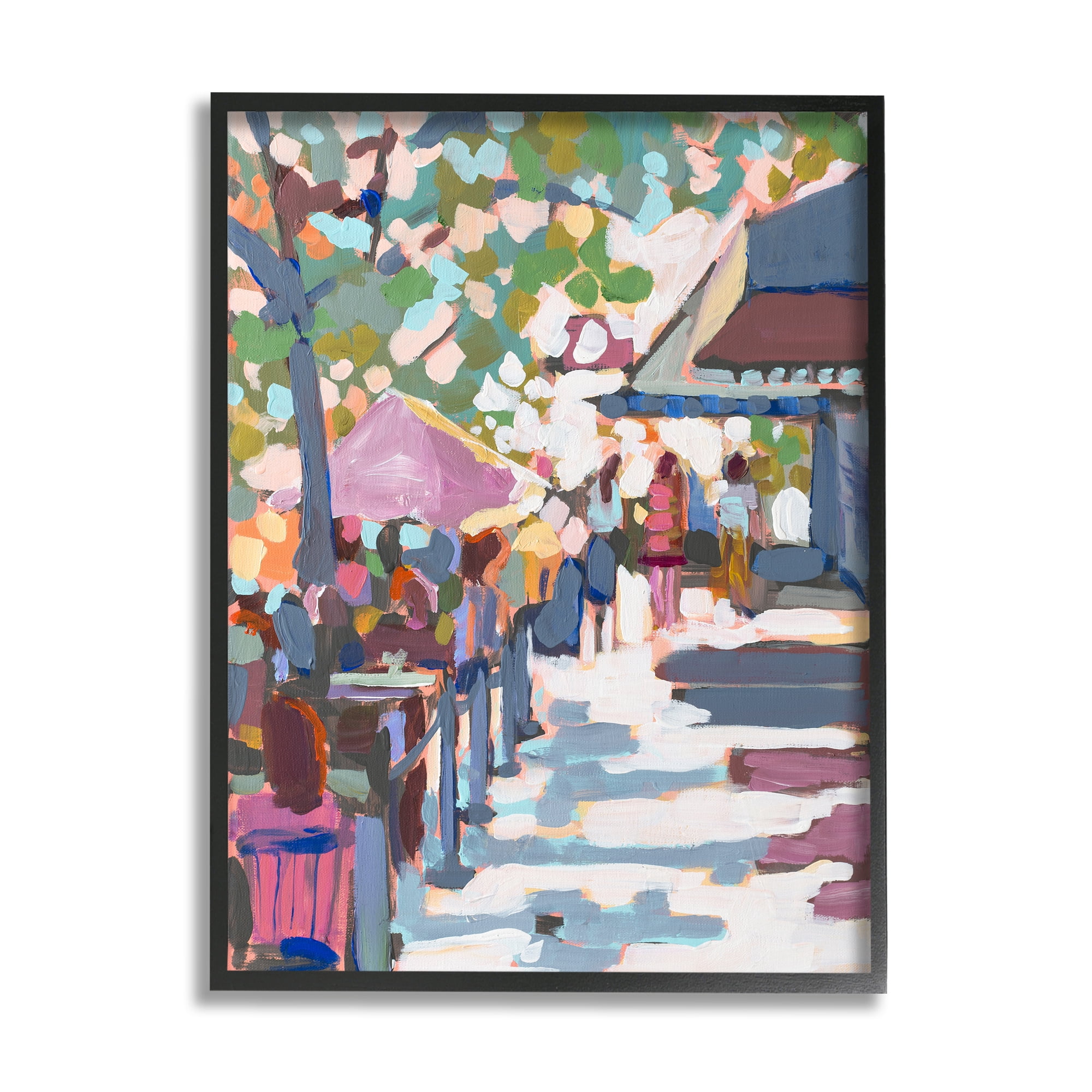 Stupell Industries Abstract City Market Abstract Painting Black Framed Art Print Wall Art, 11 x 14