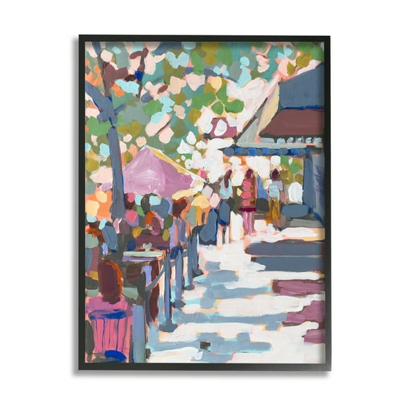 Stupell Industries Abstract City Market Abstract Painting Black Framed Art Print Wall Art, 11 x 14