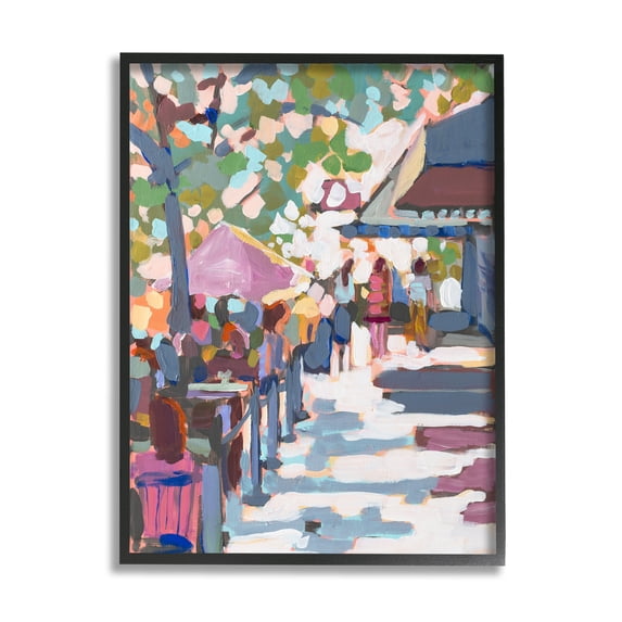 Stupell Industries Abstract City Market Abstract Painting Black Framed Art Print Wall Art, 16 x 20