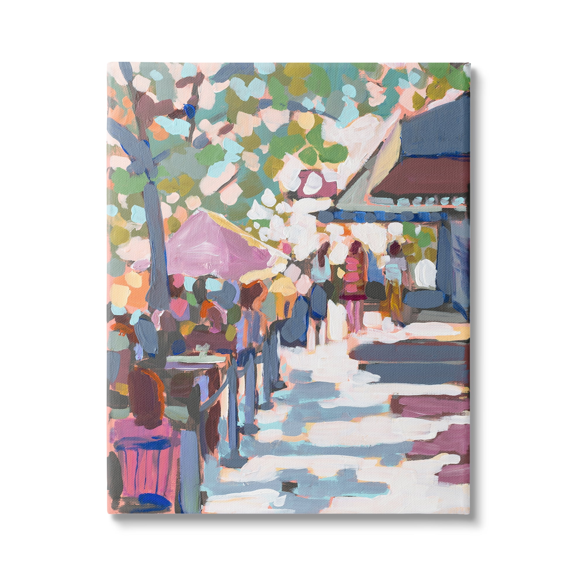 Stupell Industries Abstract City Market Abstract Painting Gallery Wrapped Canvas Art Print Wall Art, 16 x 20