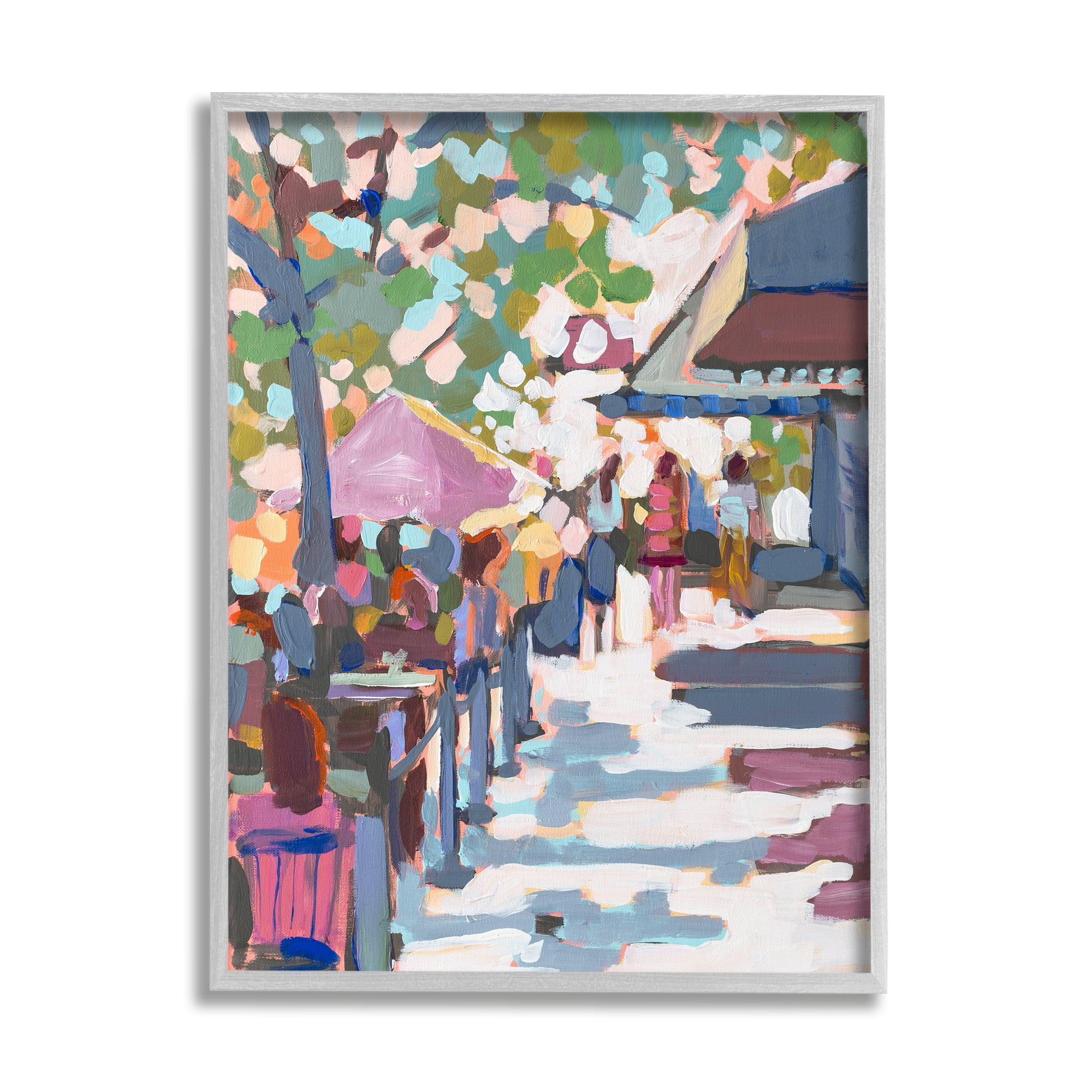 Stupell Industries Abstract City Market Abstract Painting Gray Framed Art Print Wall Art, 24 x 30