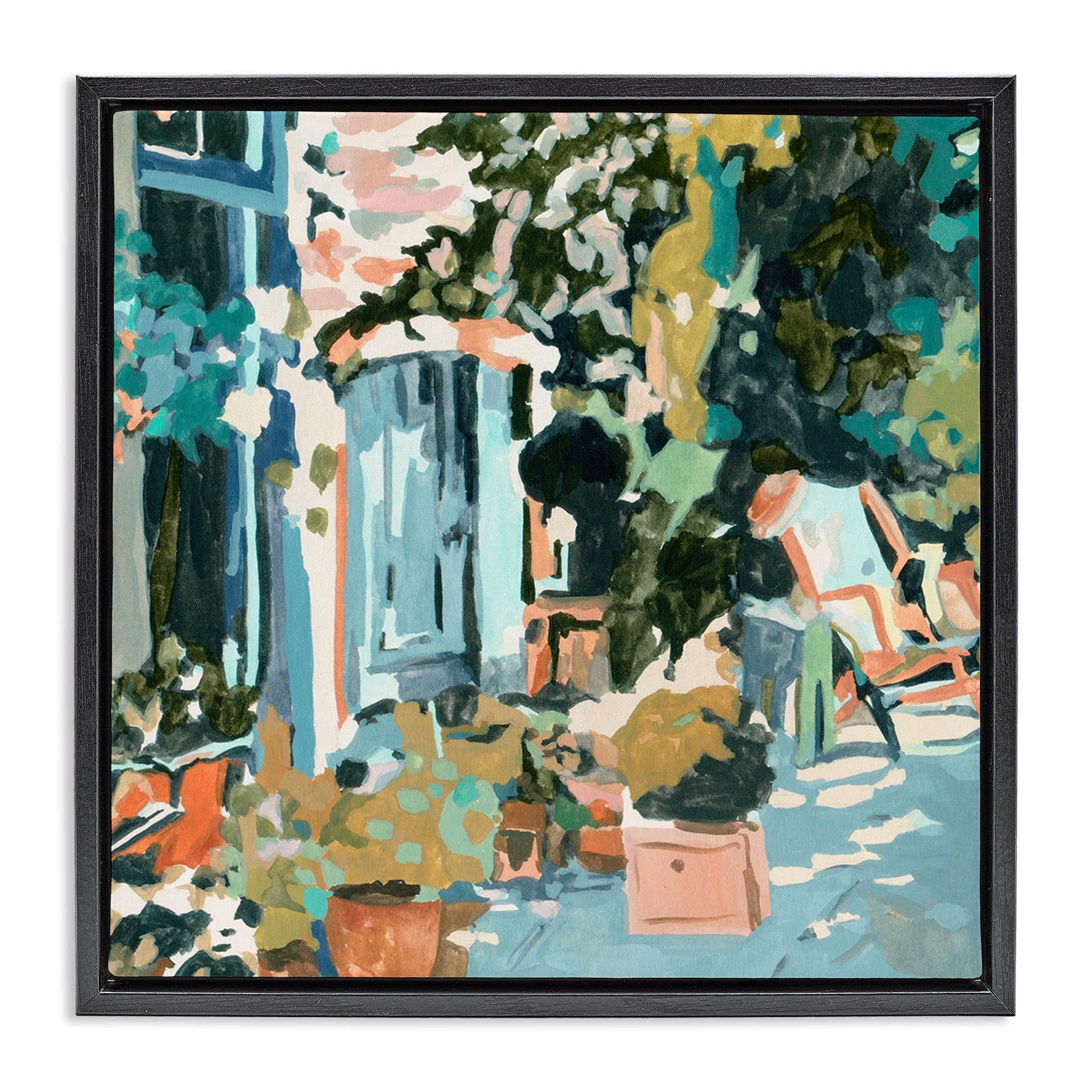 Stupell Industries Abstract Cityscape Architecture Scenic & Cityscapes Painting Black Floater Framed Canvas Art Print Wall Art, 25 x 25