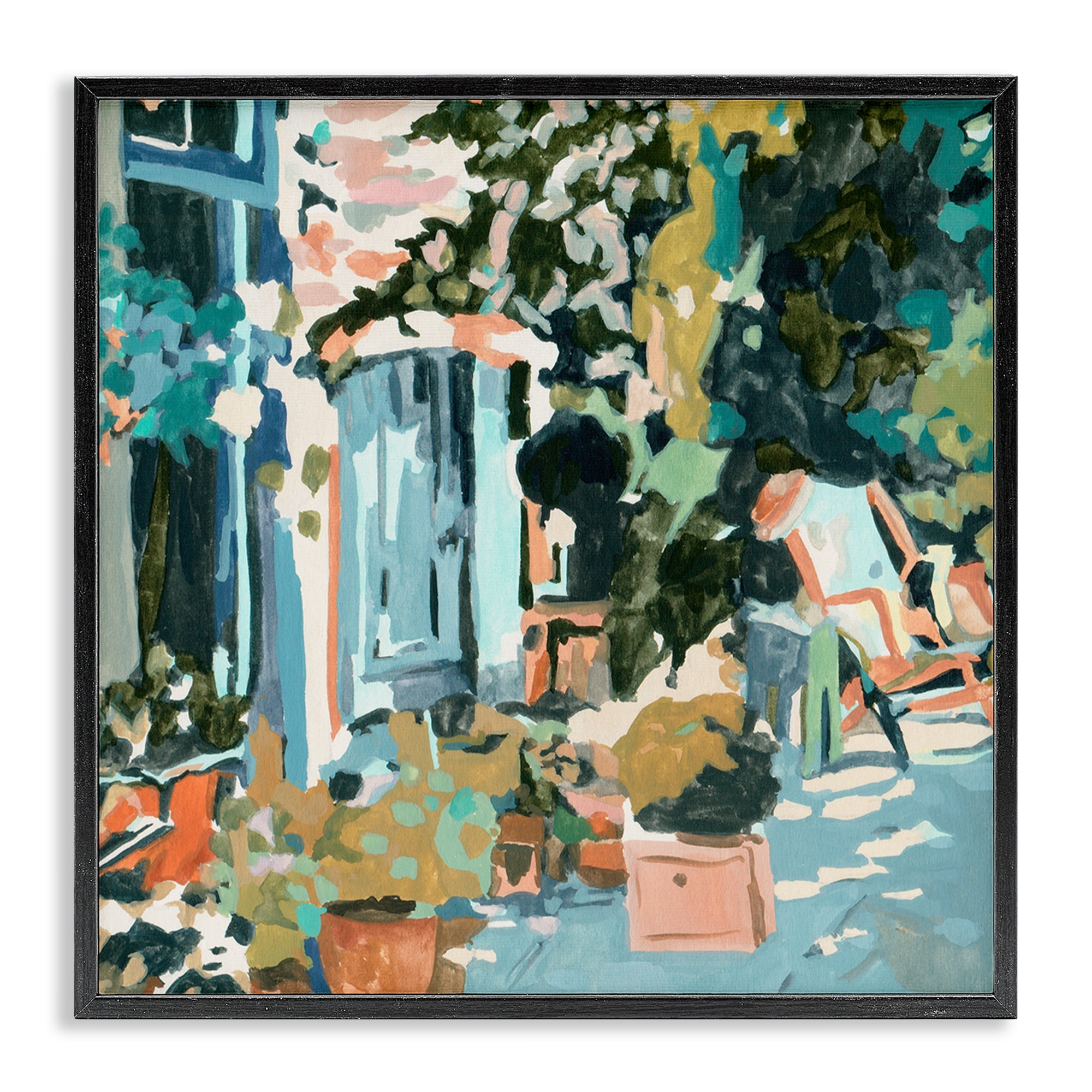 Stupell Industries Abstract Cityscape Architecture Scenic & Cityscapes Painting Black Framed Art Print Wall Art, 17 x 17