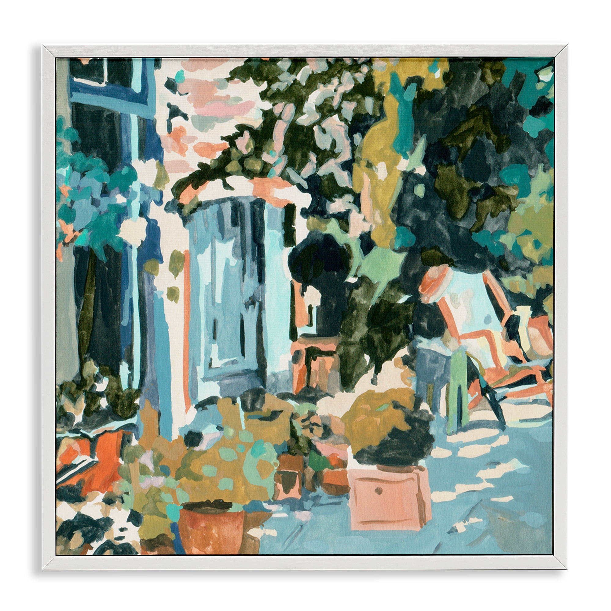 Stupell Industries Abstract Cityscape Architecture Scenic & Cityscapes Painting White Framed Art Print Wall Art, 17 x 17