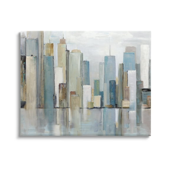 Stupell Industries Abstract Cityscape Buildings Abstract Painting Gallery Wrapped Canvas Art Print Wall Art, 40 x 30