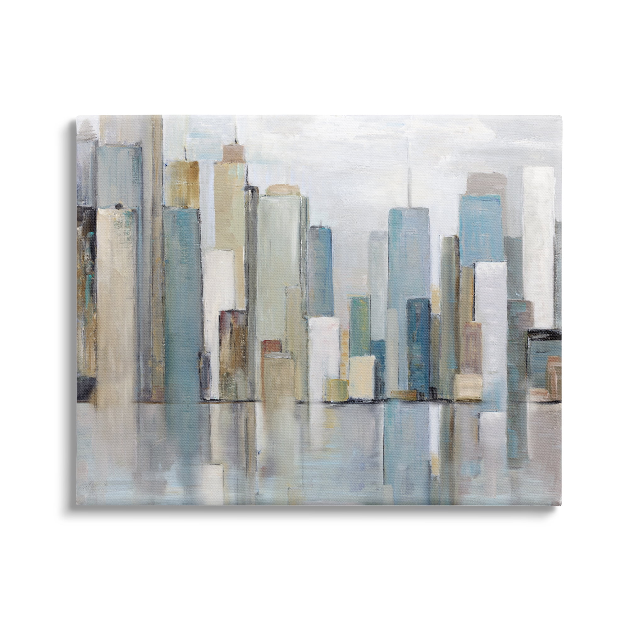 Stupell Industries Abstract Cityscape Buildings Abstract Painting Gallery Wrapped Canvas Art Print Wall Art, 48 x 36