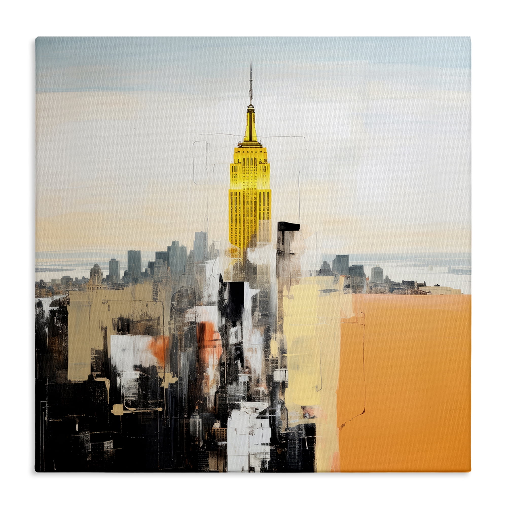 Stupell Industries Abstract Cityscape Tower Scenic & Cityscapes Painting Wrapped Canvas Art Print Wall Art, 17 x 17