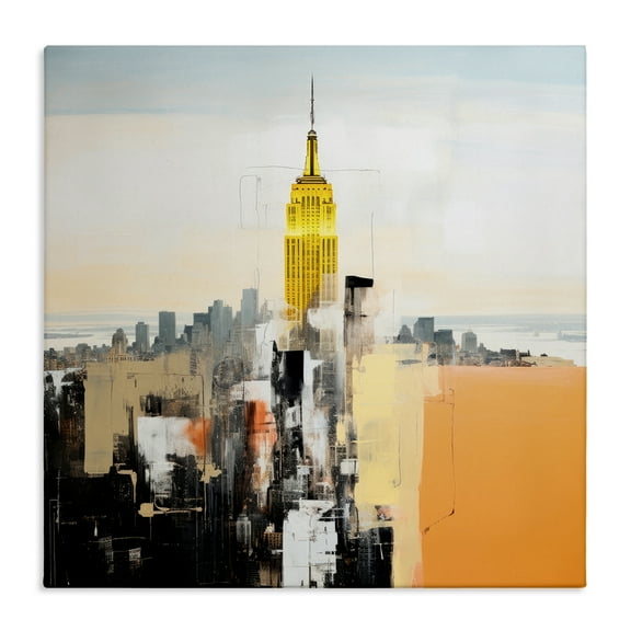 Stupell Industries Abstract Cityscape Tower Scenic & Cityscapes Painting Wrapped Canvas Art Print Wall Art, 17 x 17