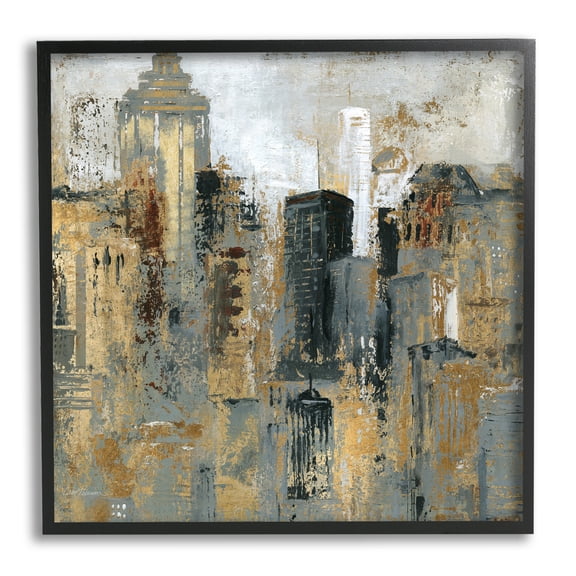 Stupell Industries Abstract Cityscape Urban Buildings Modern Architecture Painting Black Framed Art Print Wall Art, Design by Carol Robinson