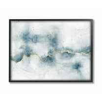 Stupell Industries Abstract Cloud Splatters White Blue Gold Painting Framed Wall Art Design by Laura Marshall, 11" x 14", Black Framed