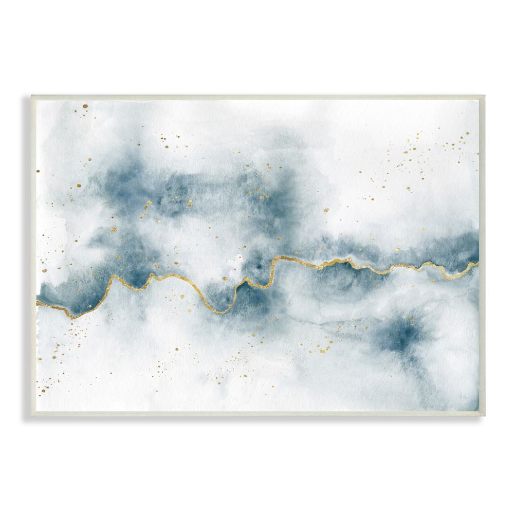 Stupell Industries Abstract Cloud Splatters White Blue Gold Painting Unframed Art Print Wall Art, 13x19, by Laura Marshall