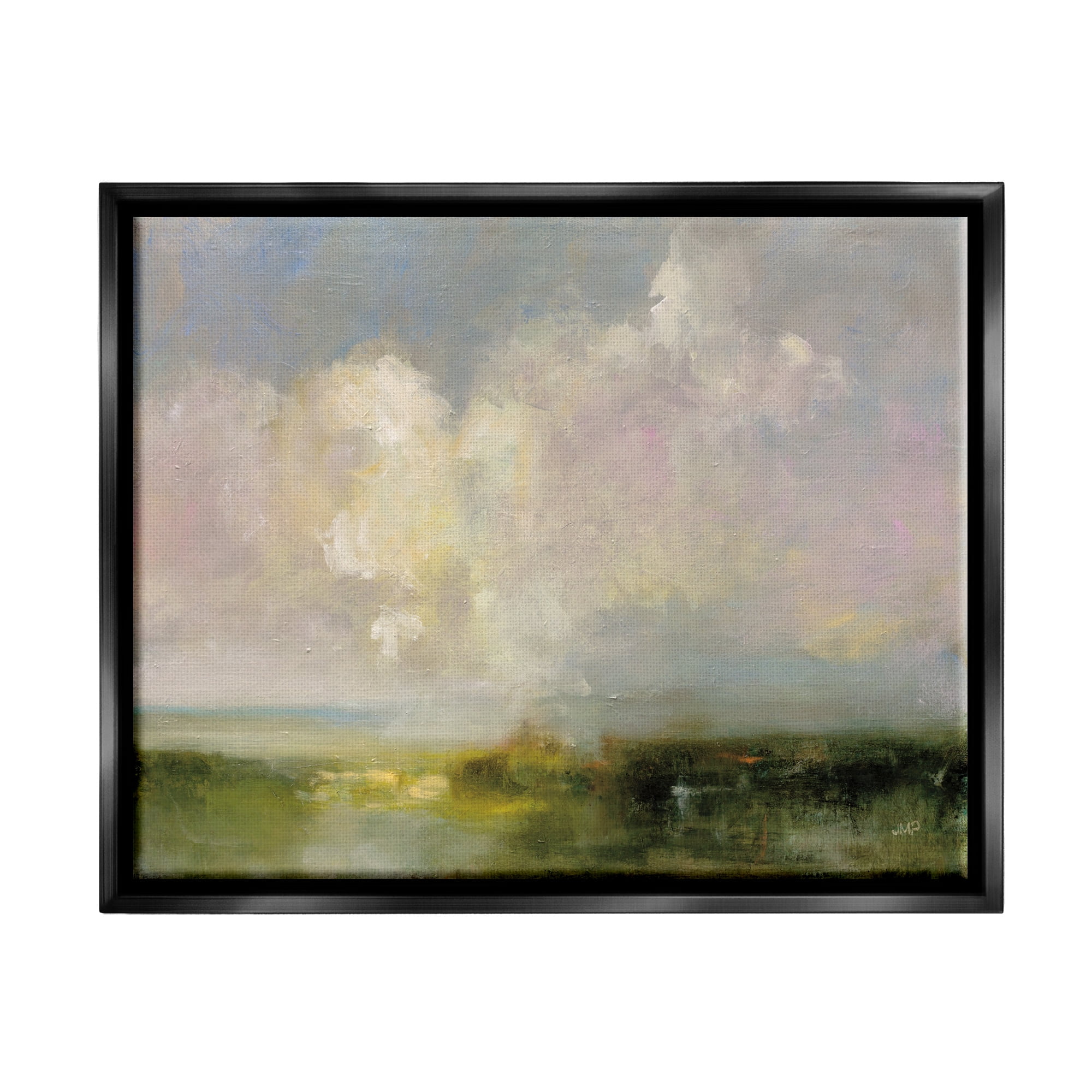 Stupell Industries Abstract Clouds Painting Landscape Painting Black Floater Framed Canvas Art Print Wall Art, 31 x 25