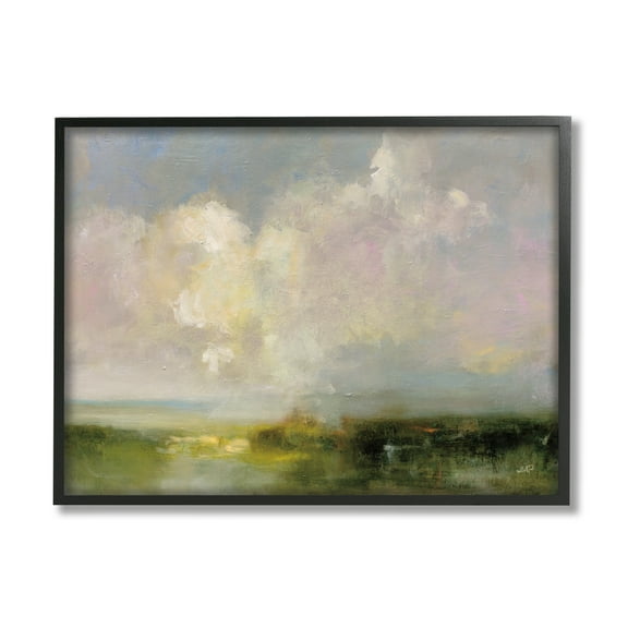 Stupell Industries Abstract Clouds Painting Landscape Painting Black Framed Art Print Wall Art, 14 x 11