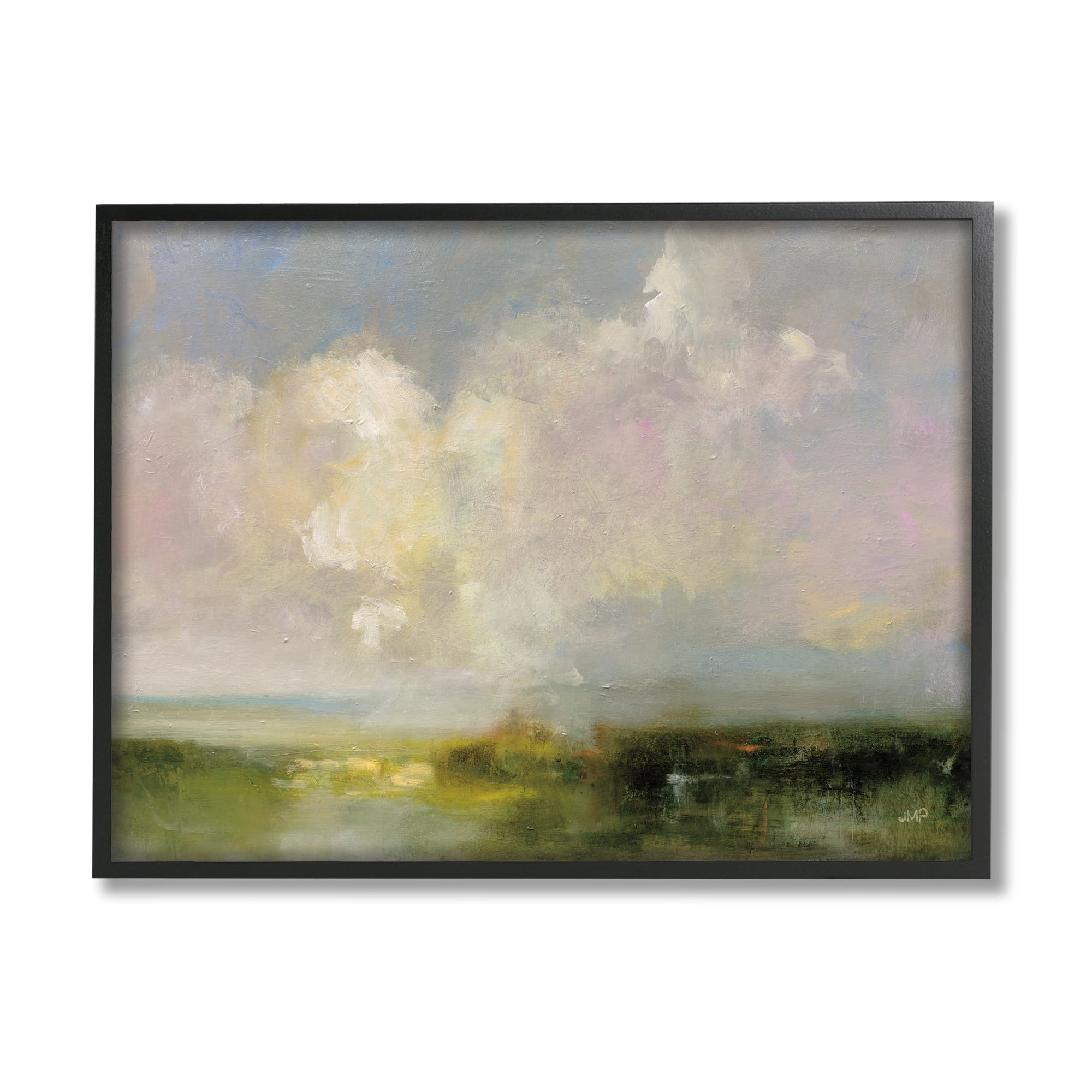 Stupell Industries Abstract Clouds Painting Landscape Painting Black Framed Art Print Wall Art, 30 x 24