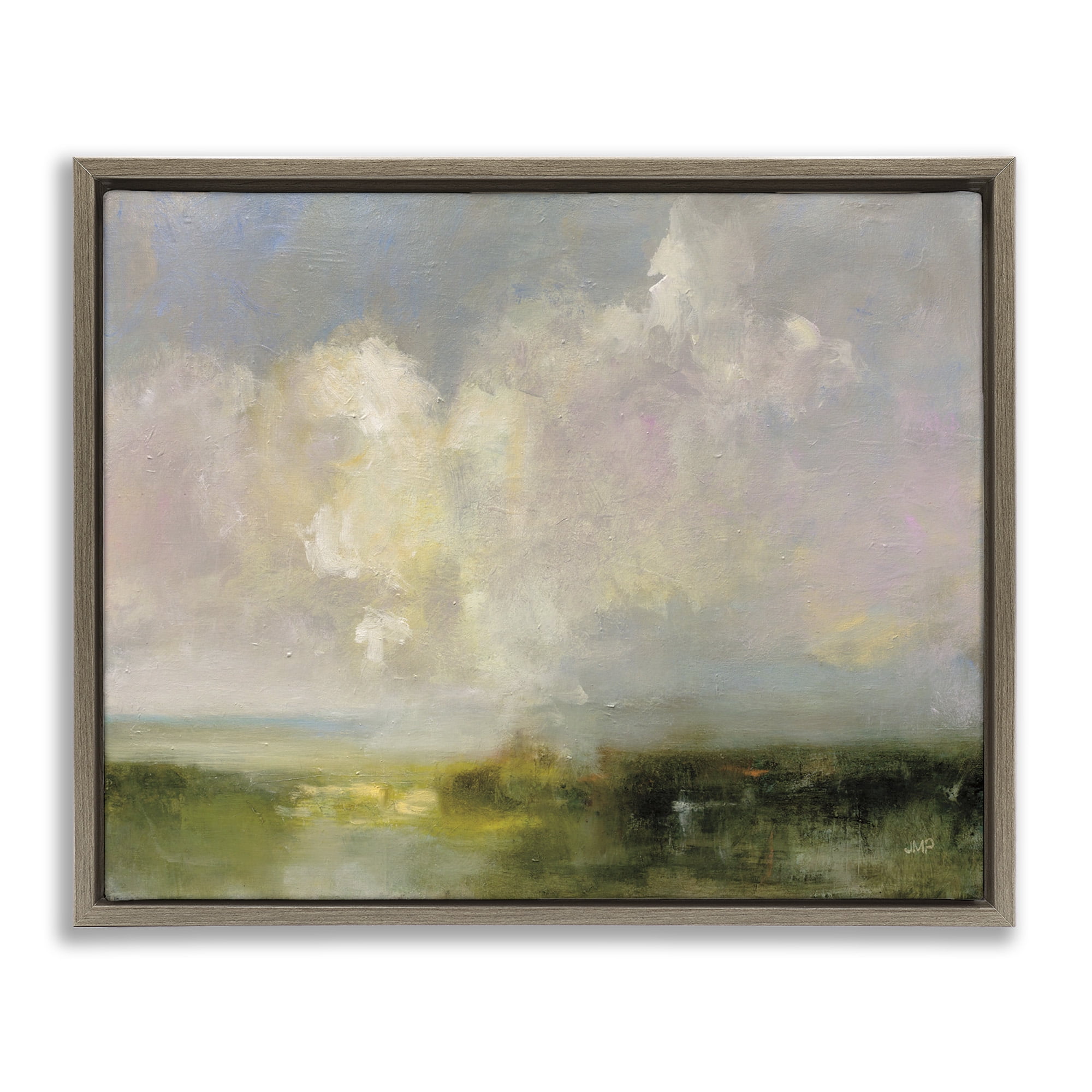 Stupell Industries Abstract Clouds Painting Landscape Painting Brown Floater Framed Canvas Art Print Wall Art, 31 x 25