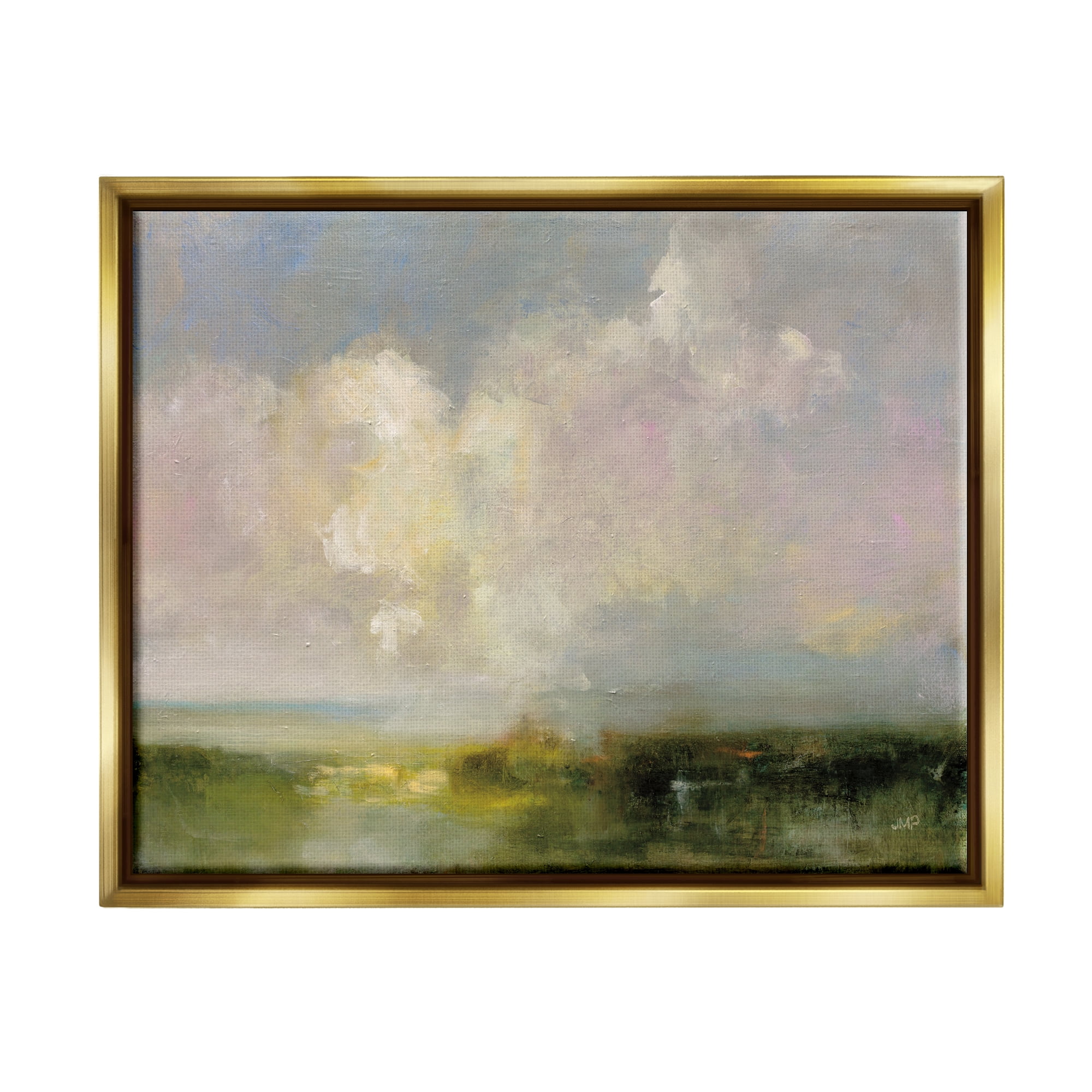 Stupell Industries Abstract Clouds Painting Landscape Painting Gold Floater Framed Canvas Art Print Wall Art, 31 x 25