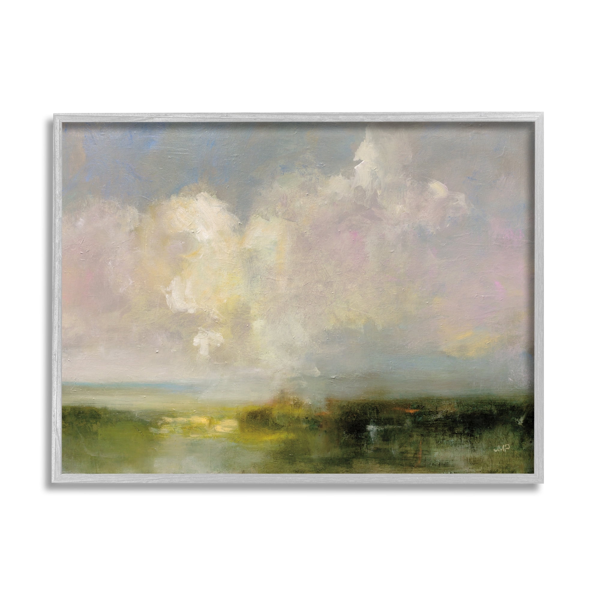 Stupell Industries Abstract Clouds Painting Landscape Painting Gray Framed Art Print Wall Art, 14 x 11
