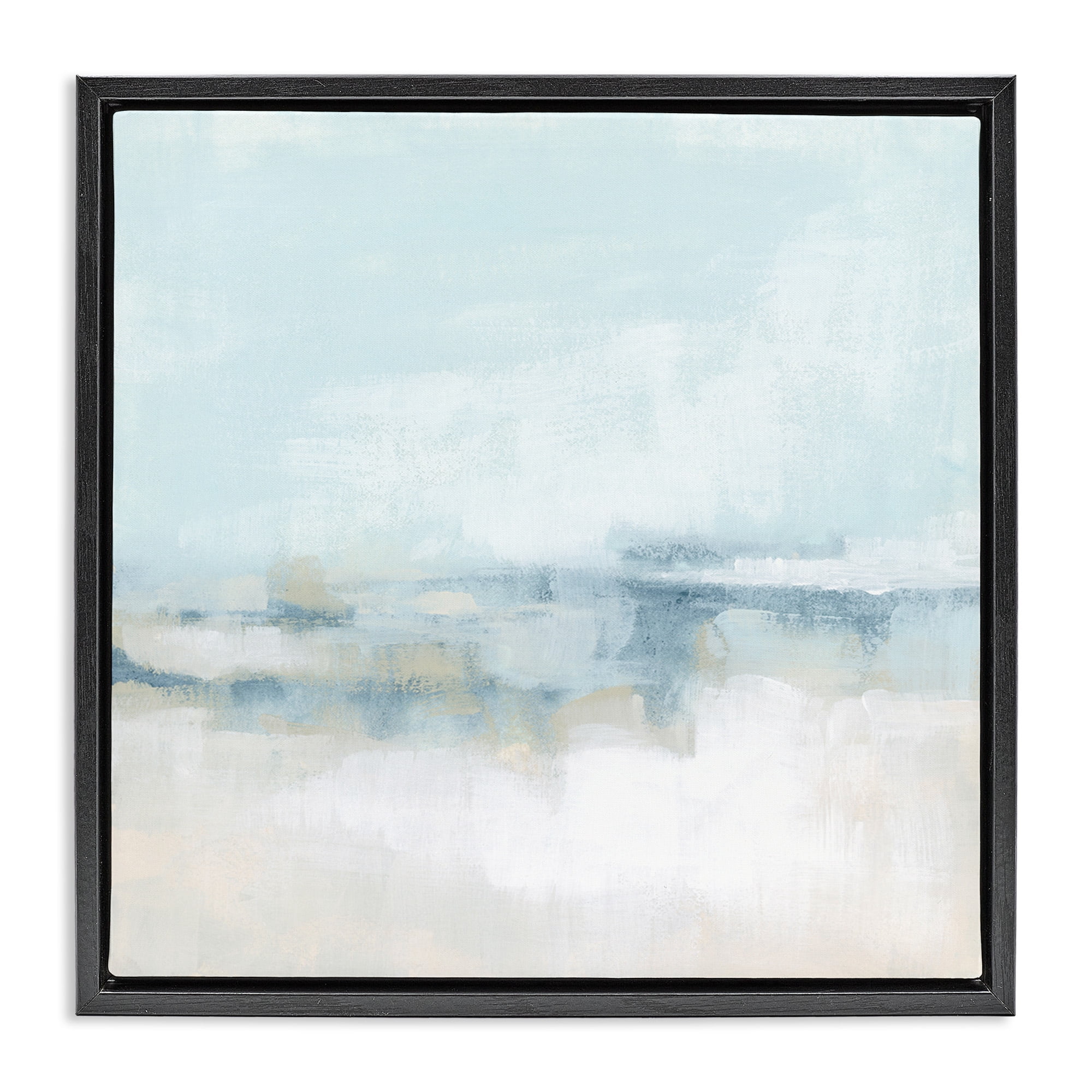Stupell Industries Abstract Cloudy Landscape Blue Fog Abstract Painting Black Floater Framed Canvas Art Print Wall Art, 18 x 18
