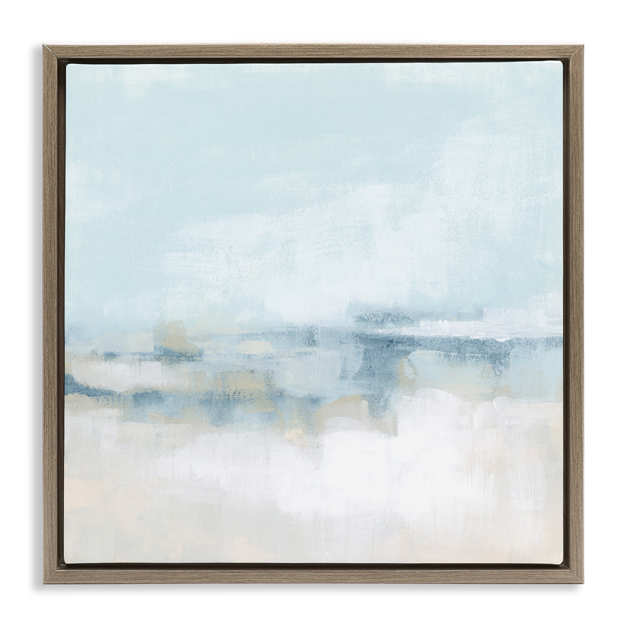 Stupell Industries Abstract Cloudy Landscape Blue Fog Abstract Painting Brown Floater Framed Canvas Art Print Wall Art, 18 x 18