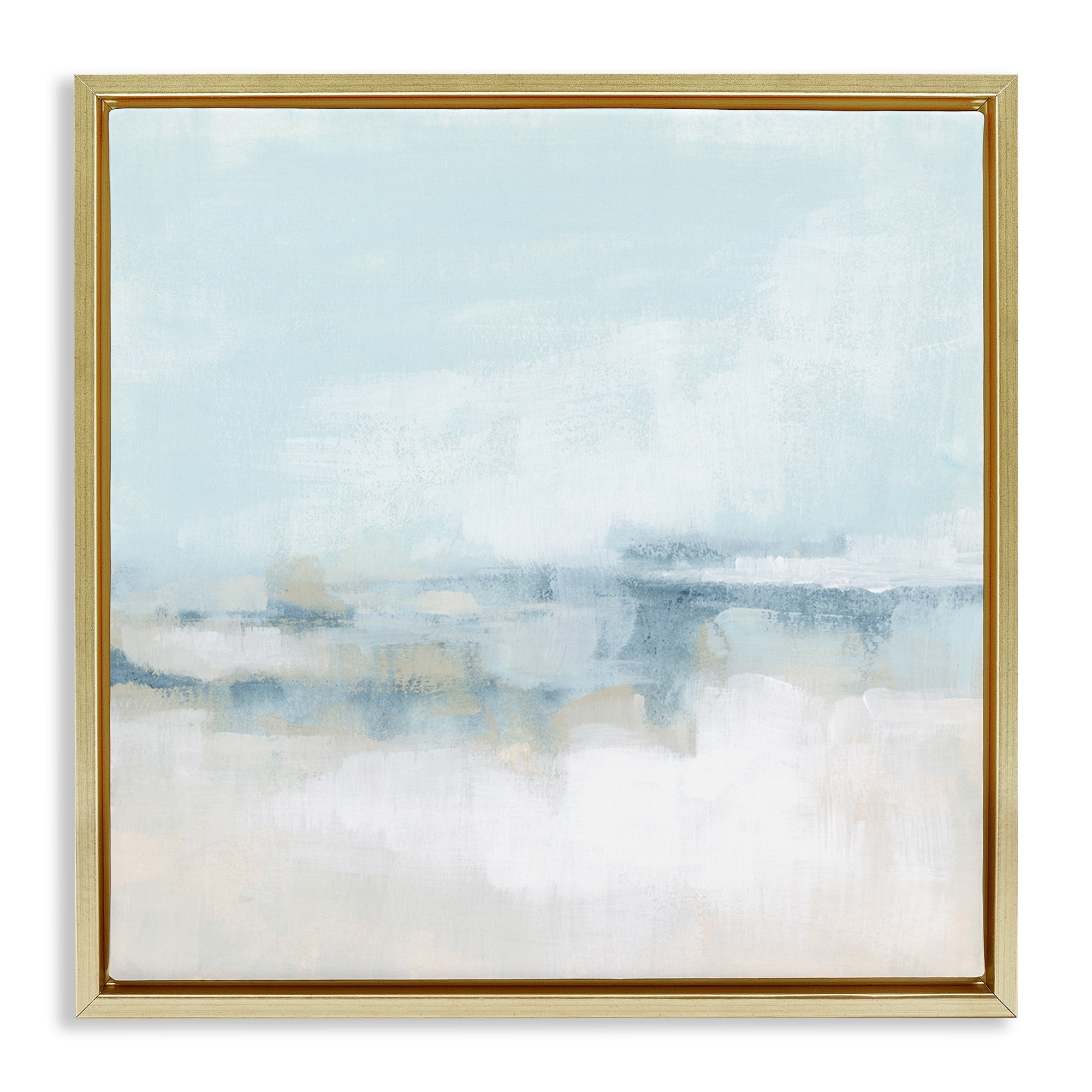 Stupell Industries Abstract Cloudy Landscape Blue Fog Abstract Painting Gold Floater Framed Canvas Art Print Wall Art, 25 x 25