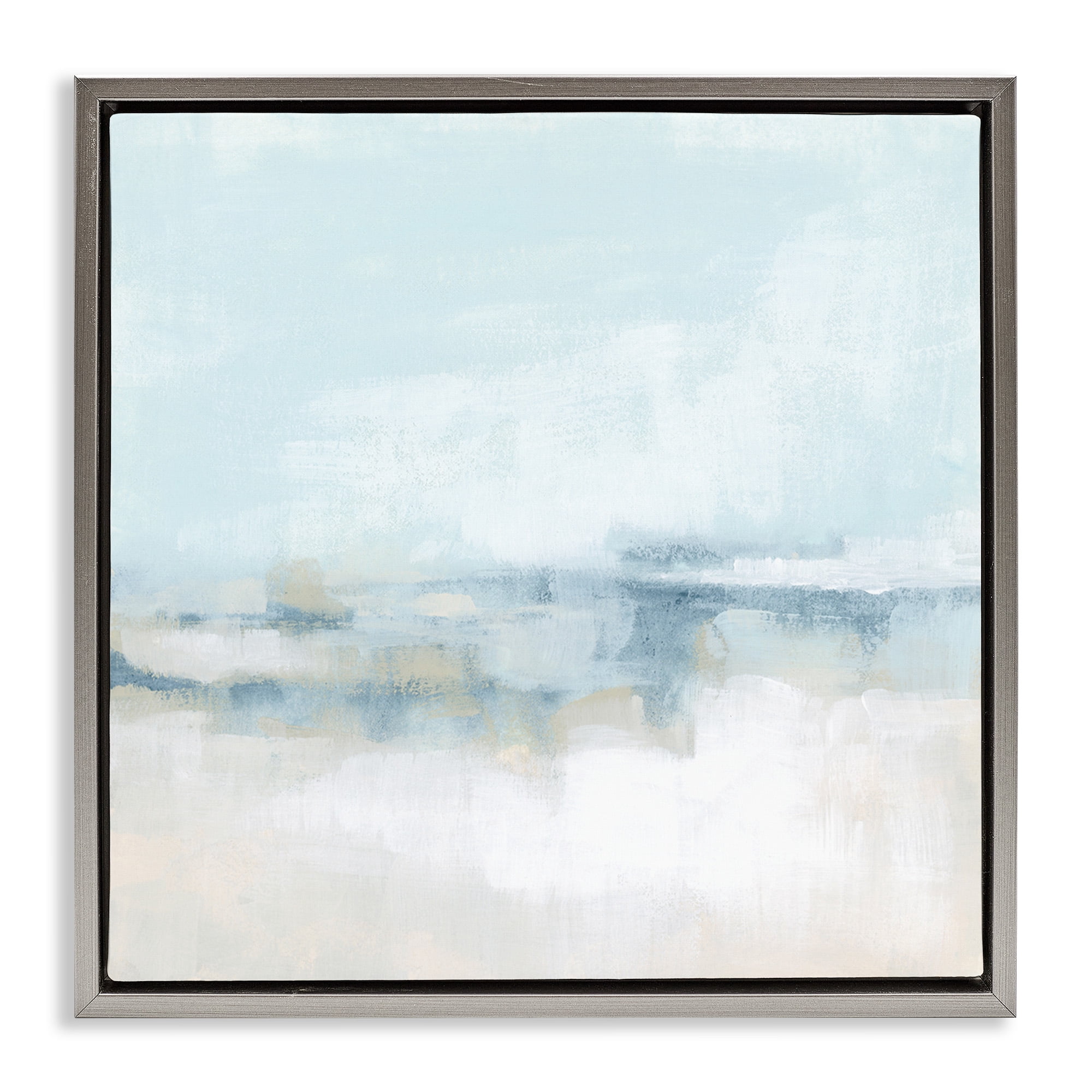 Stupell Industries Abstract Cloudy Landscape Blue Fog Abstract Painting Gray Floater Framed Canvas Art Print Wall Art, 25 x 25
