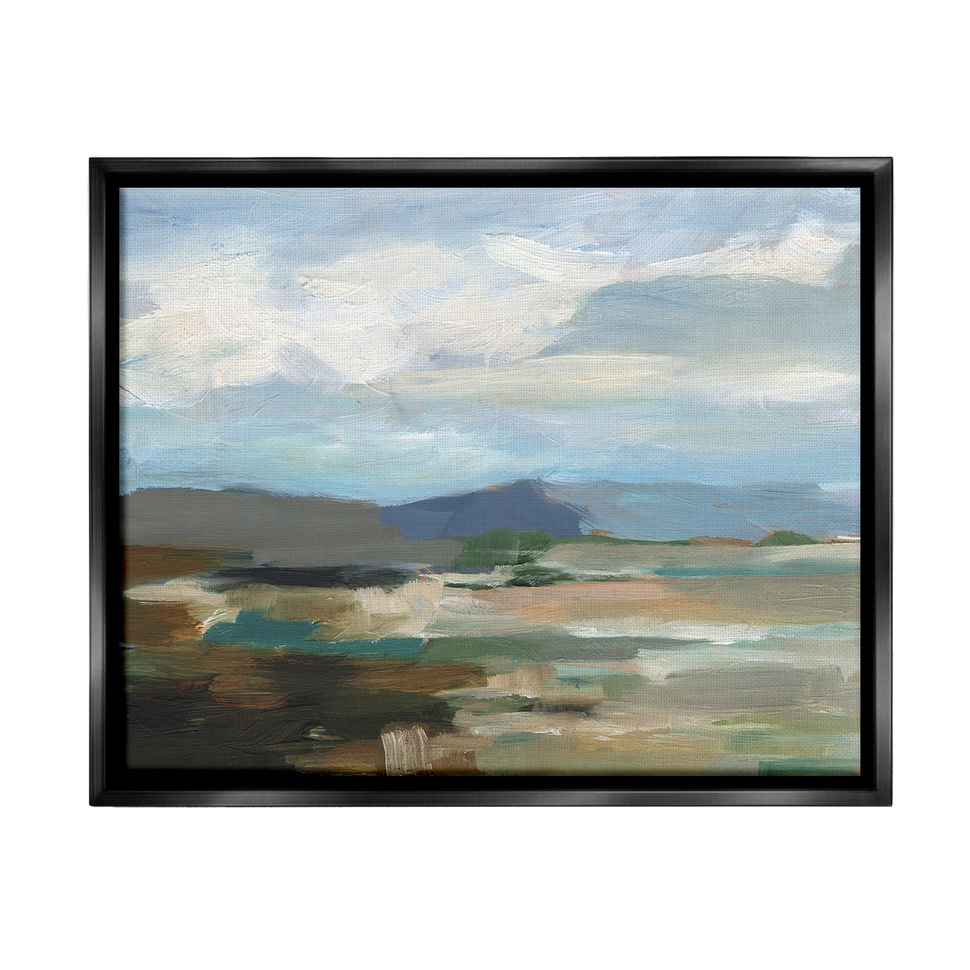 Stupell Industries Abstract Cloudy Mountains Landscape Painting Black Floater Framed Canvas Art Print Wall Art, 21 x 17