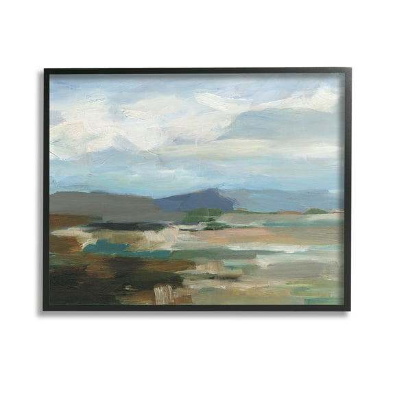 Stupell Industries Abstract Cloudy Mountains Landscape Painting Black Framed Art Print Wall Art, 14 x 11