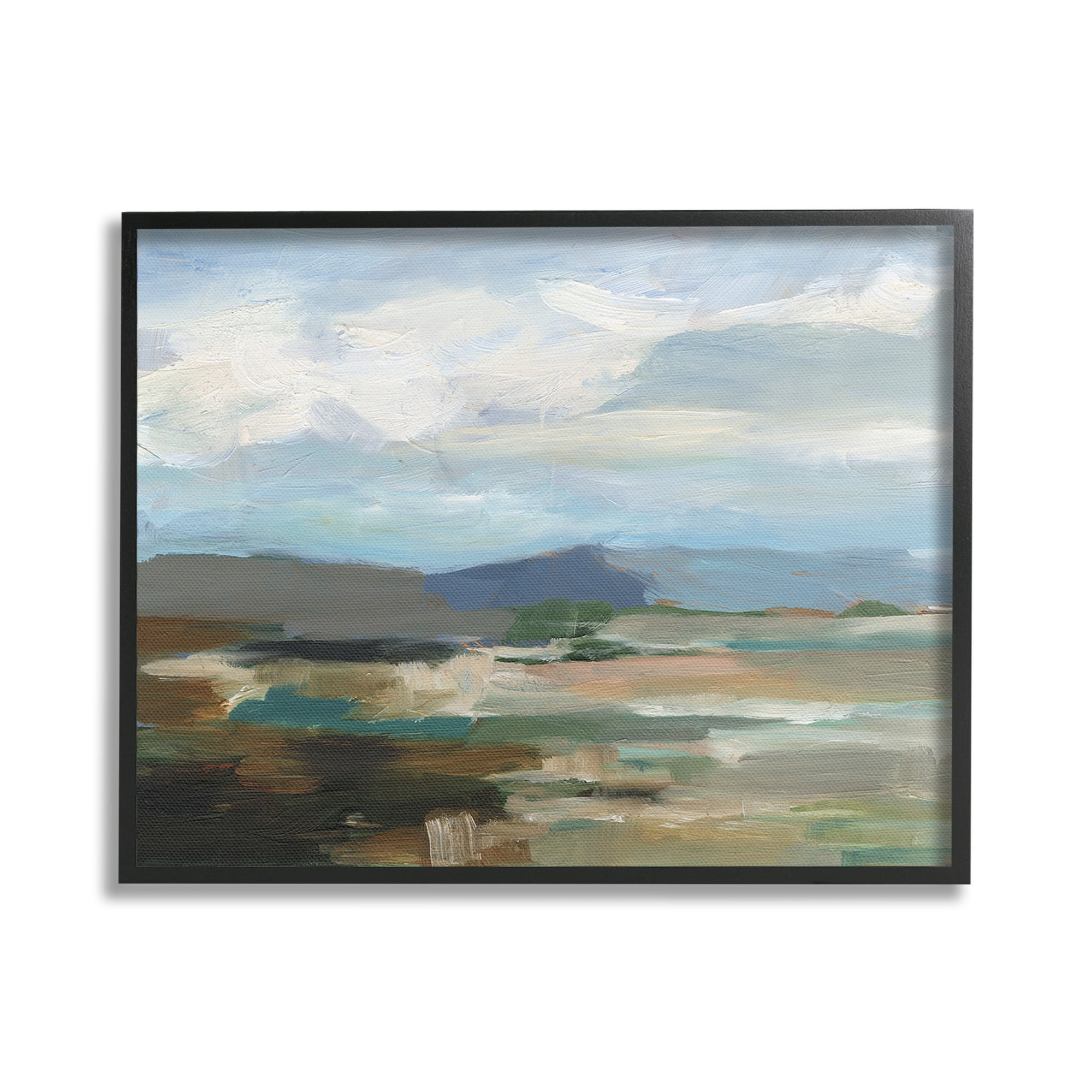 Stupell Industries Abstract Cloudy Mountains Landscape Painting Black Framed Art Print Wall Art, 20 x 16