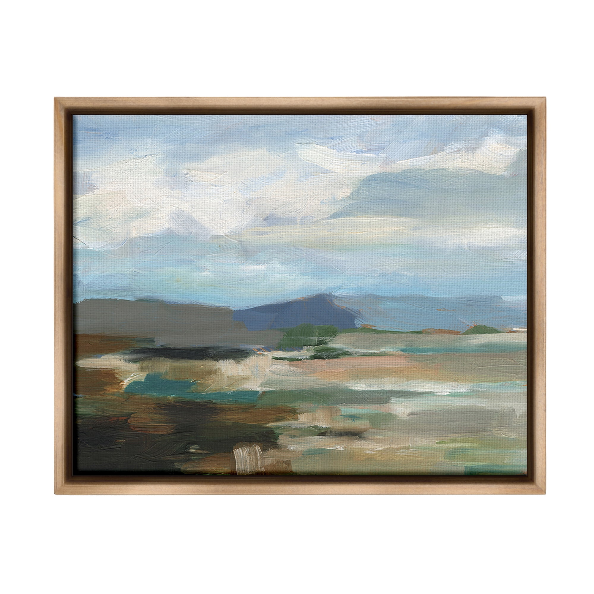 Stupell Industries Abstract Cloudy Mountains Landscape Painting Brown Floater Framed Canvas Art Print Wall Art, 21 x 17
