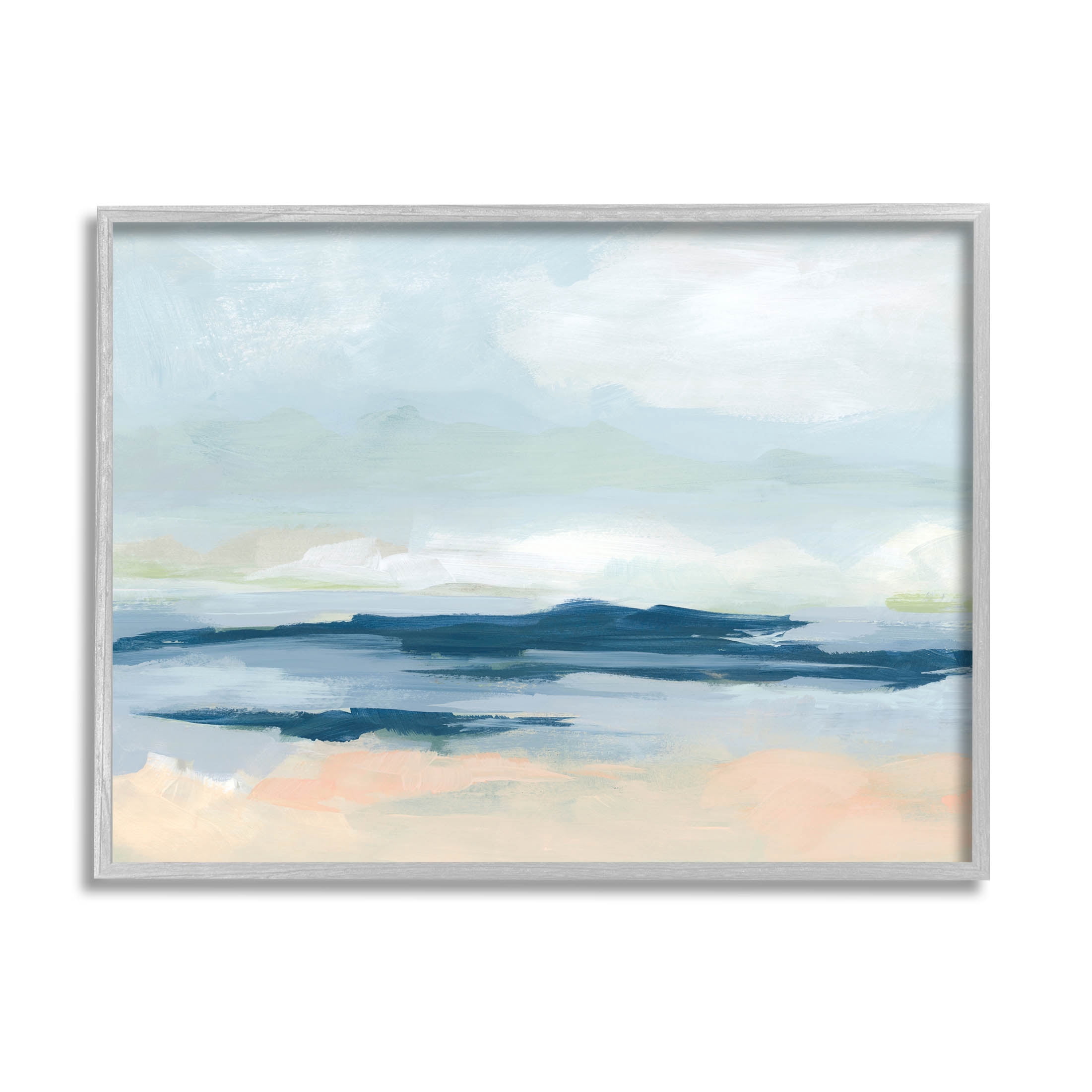 Stupell Industries Abstract Cloudy Ocean Landscape Painting Gray Framed Art Print Wall Art, Design by June Erica Vess
