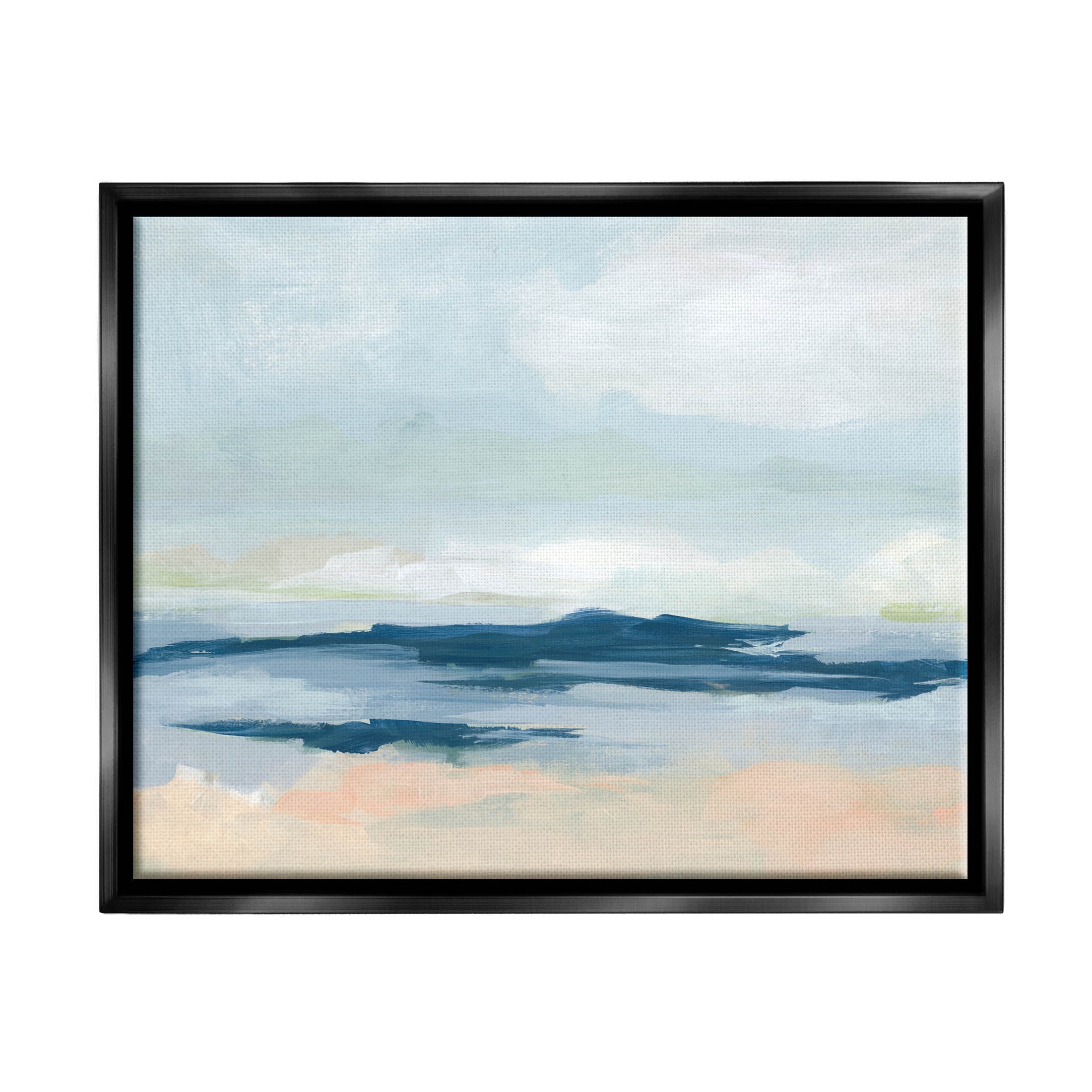 Stupell Industries Abstract Cloudy Ocean Landscape Painting Jet Black Floating Framed Canvas Print Wall Art, Design by June Erica Vess