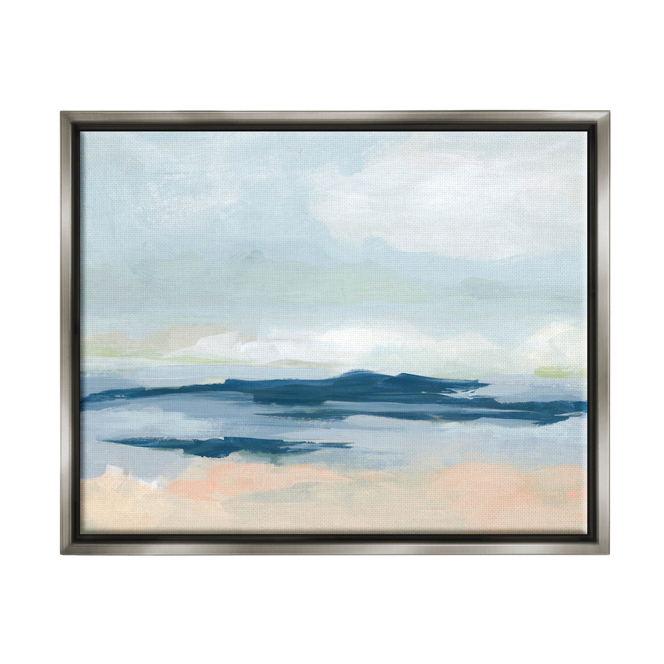 Stupell Industries Abstract Cloudy Ocean Landscape Painting Luster Gray Floating Framed Canvas Print Wall Art, Design by June Erica Vess
