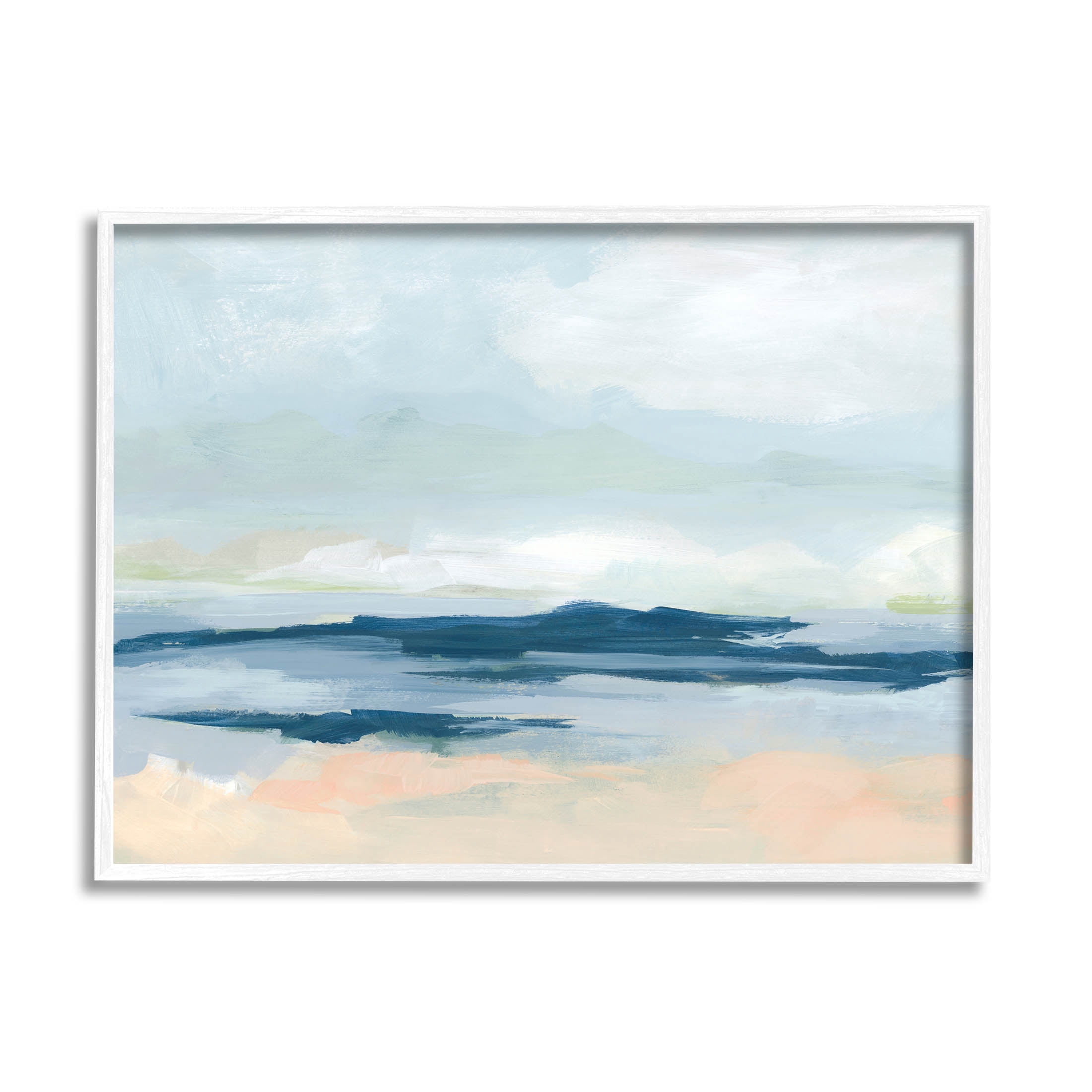 Stupell Industries Abstract Cloudy Ocean Landscape Painting White Framed Art Print Wall Art, Design by June Erica Vess