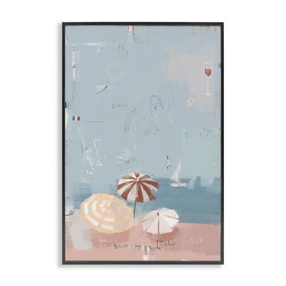 Stupell Industries Abstract Coastal Beach Vacation Black Framed Giclee Art design by Anna Lischenko, 24 x 16