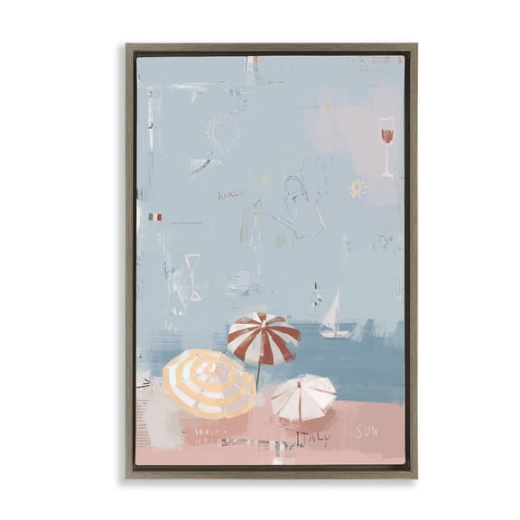 Stupell Industries Abstract Coastal Beach Vacation Brown Framed Floater Canvas Wall Art design by Anna Lischenko, 31 x 21