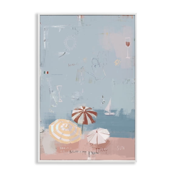 Stupell Industries Abstract Coastal Beach Vacation White Framed Giclee Art design by Anna Lischenko, 24 x 16