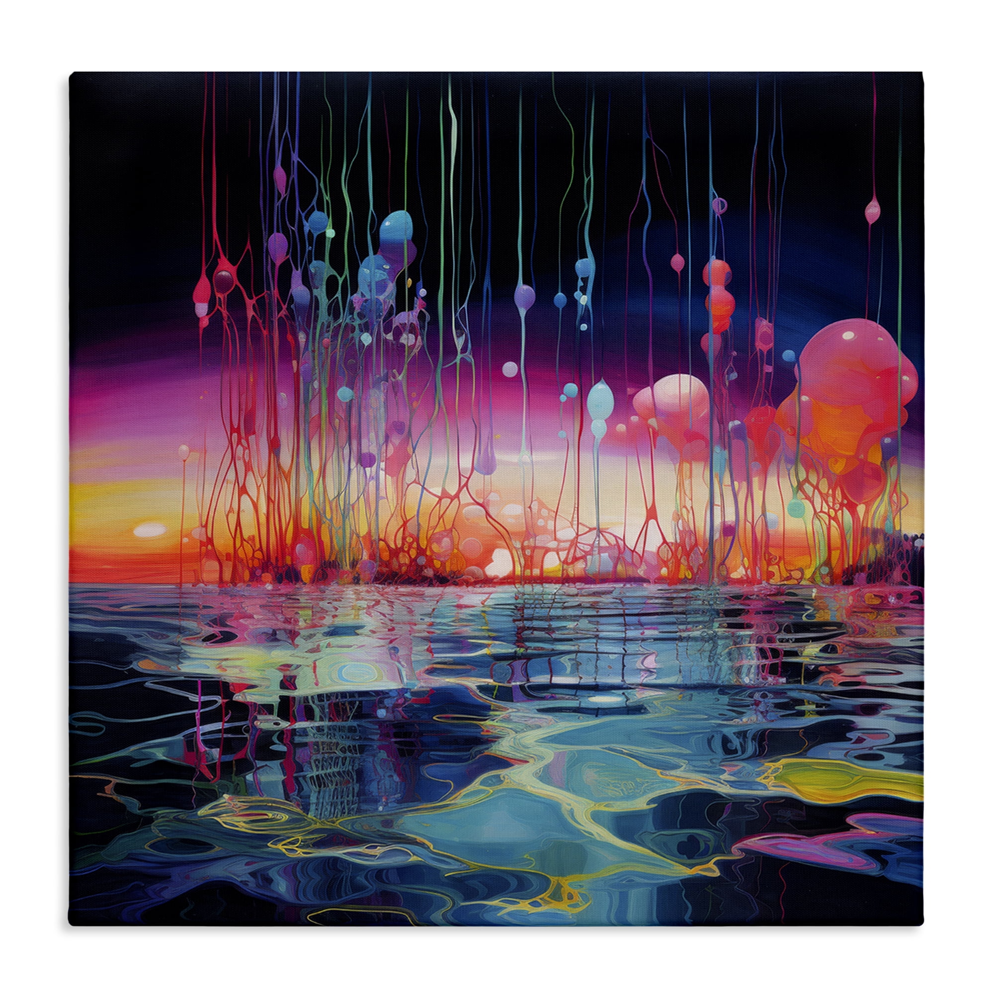 Stupell Industries Abstract Coastal Landscape Abstract Painting Wrapped Canvas Art Print Wall Art, 24 x 24