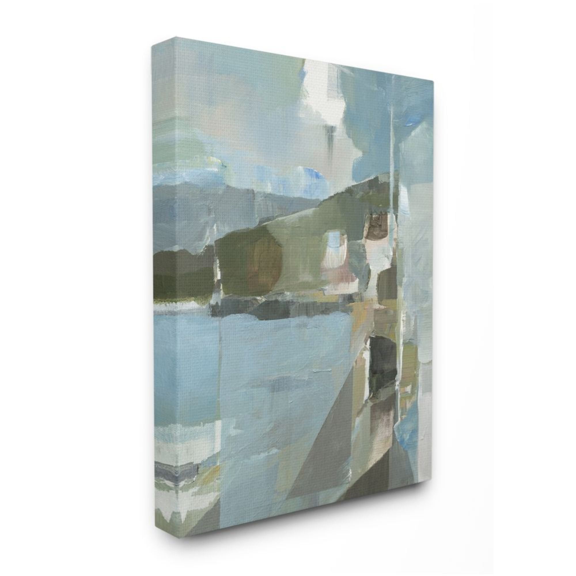 Stupell Industries Abstract Coastal Landscape Linear Shapes Blue Green Design by Stephane Villafane, 30" x 40"