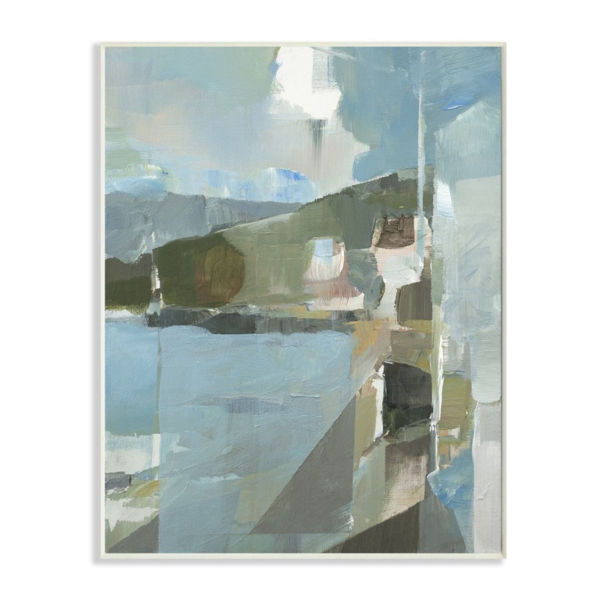 Stupell Industries Abstract Coastal Landscape Linear Shapes Blue Green Design by Stephane Villafane