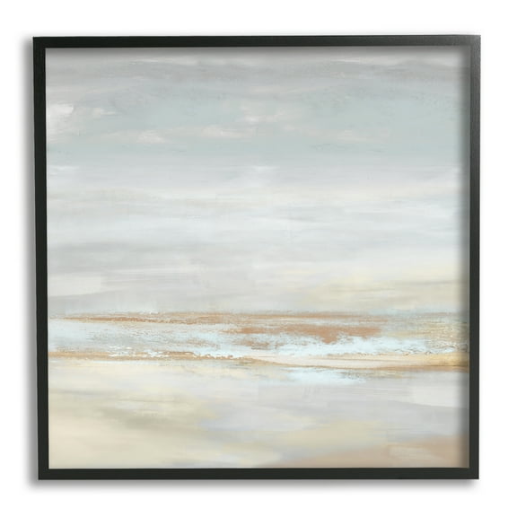 Stupell Industries Abstract Coastline Painting Landscape Painting Black Framed Art Print Wall Art, 12 x 12
