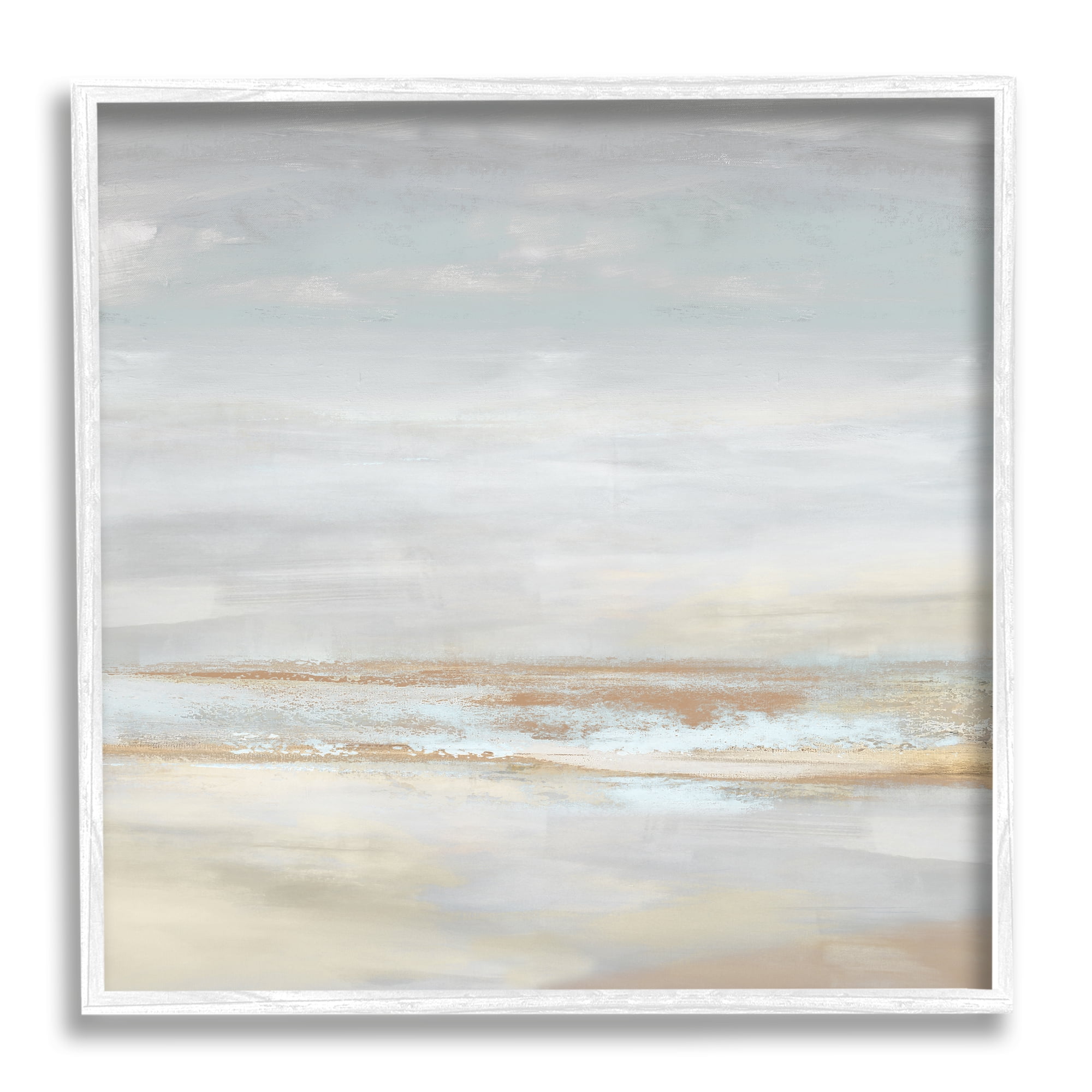 Stupell Industries Abstract Coastline Painting Landscape Painting White Framed Art Print Wall Art, 17 x 17