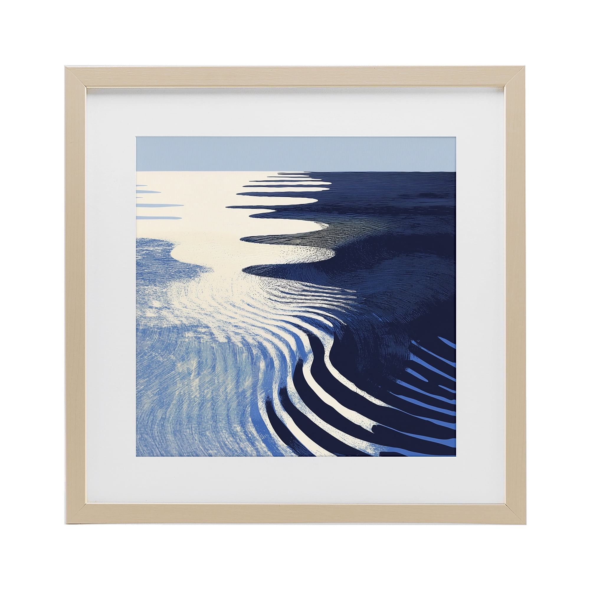 Stupell Industries Abstract Cobalt Ripples Birch Framed Print Under Glass, design by Walker Noble