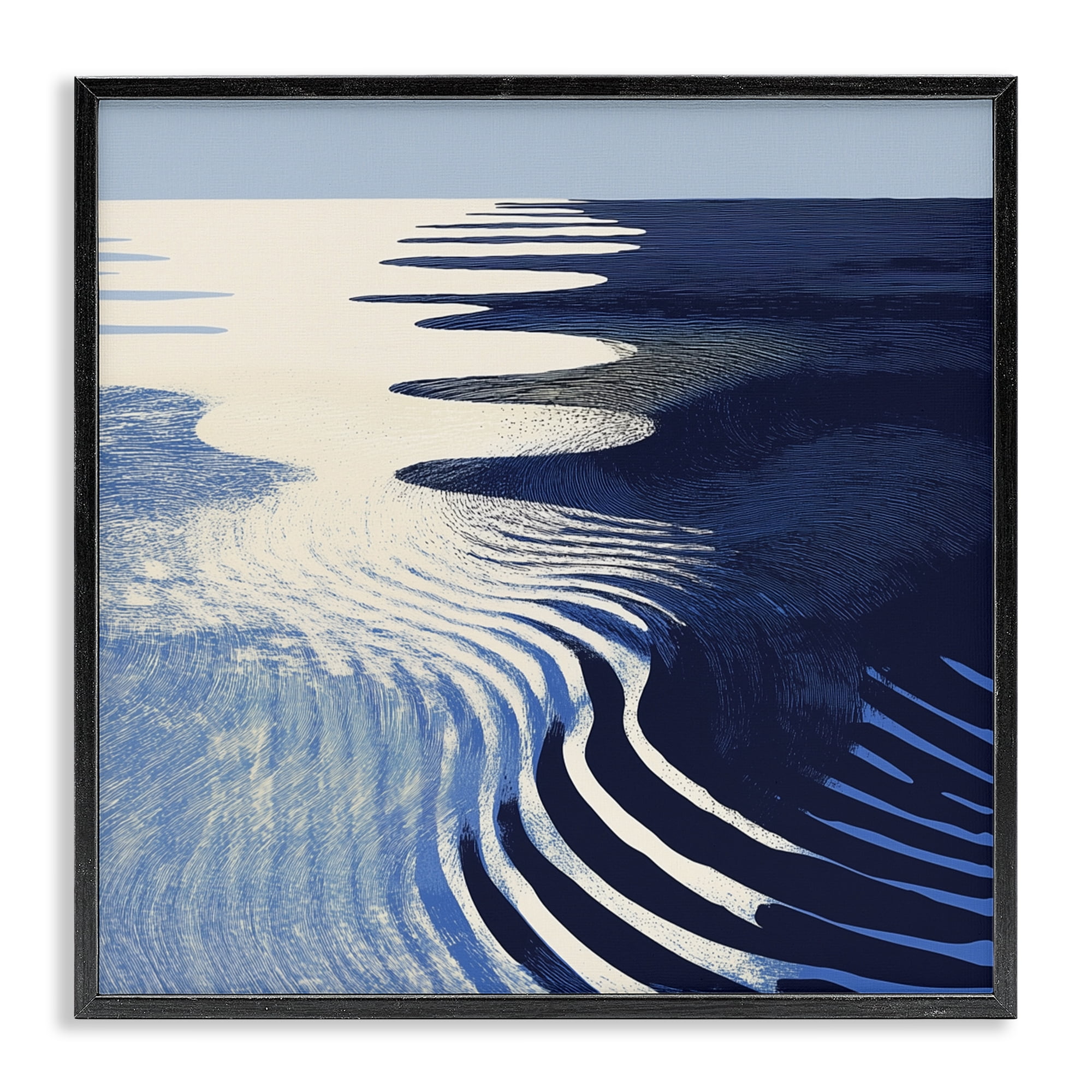 Stupell Industries Abstract Cobalt Ripples Black Framed Giclee Art, design by Walker Noble