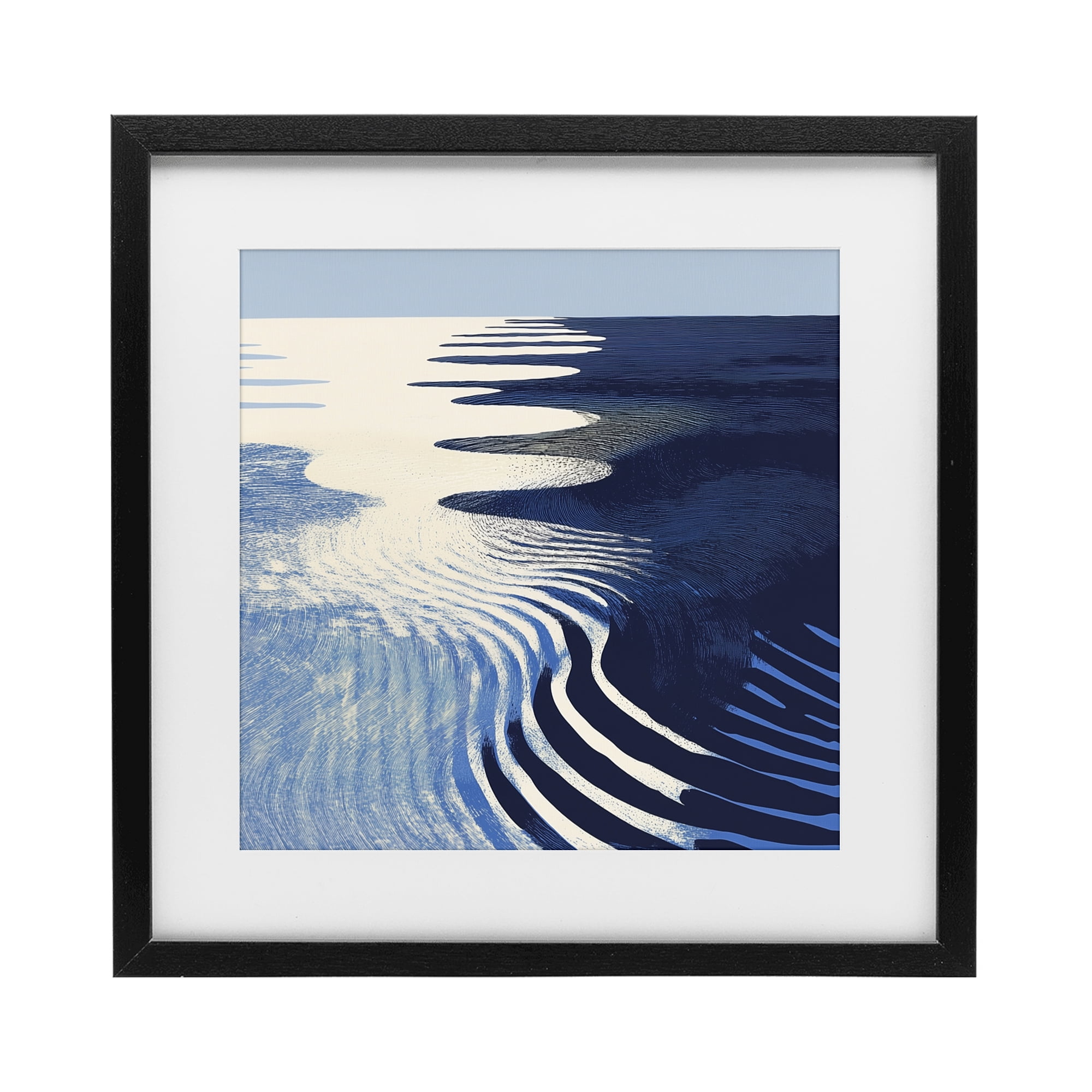 Stupell Industries Abstract Cobalt Ripples Black Framed Print Under Glass, design by Walker Noble
